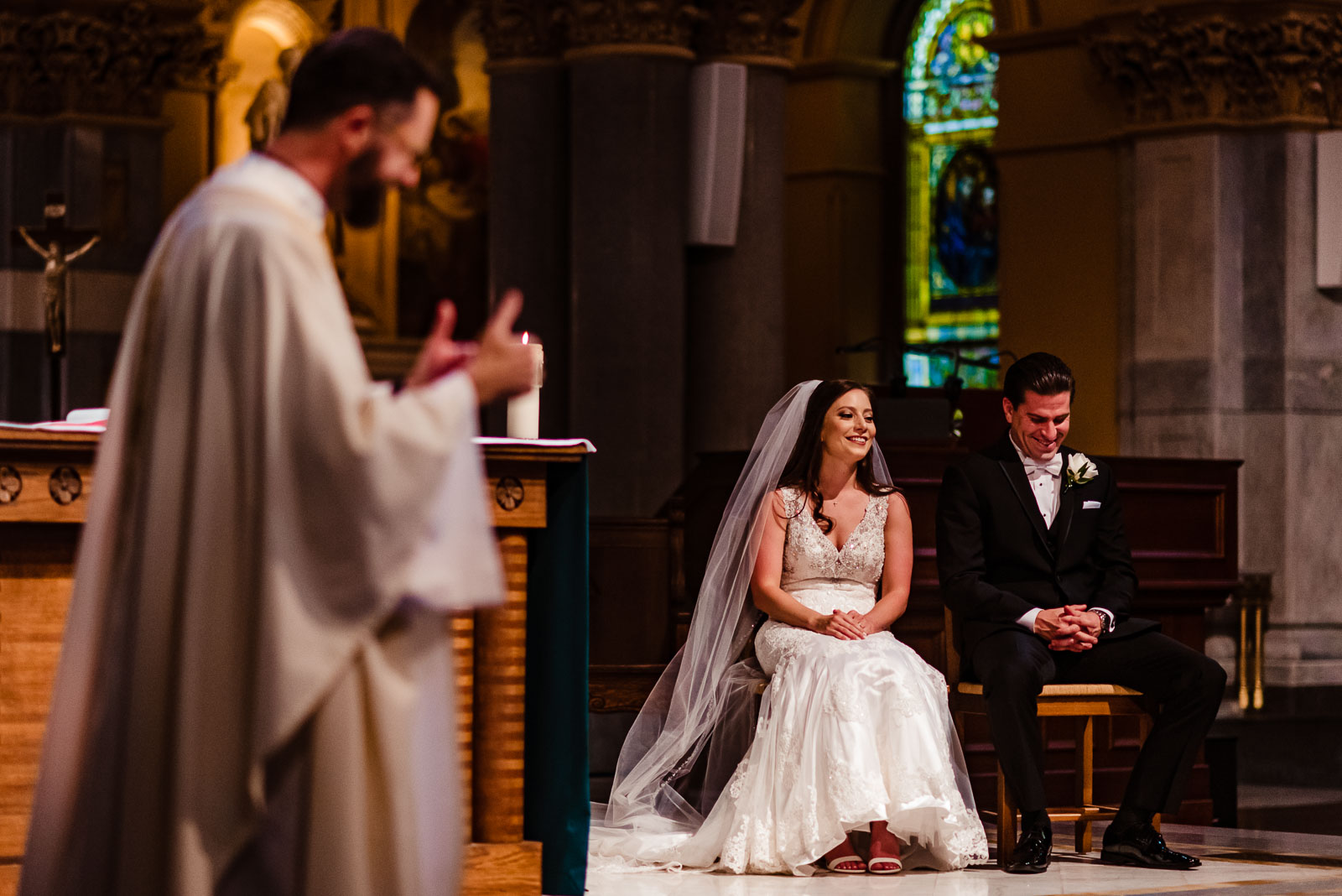 Bride and groom church wedding ceremony