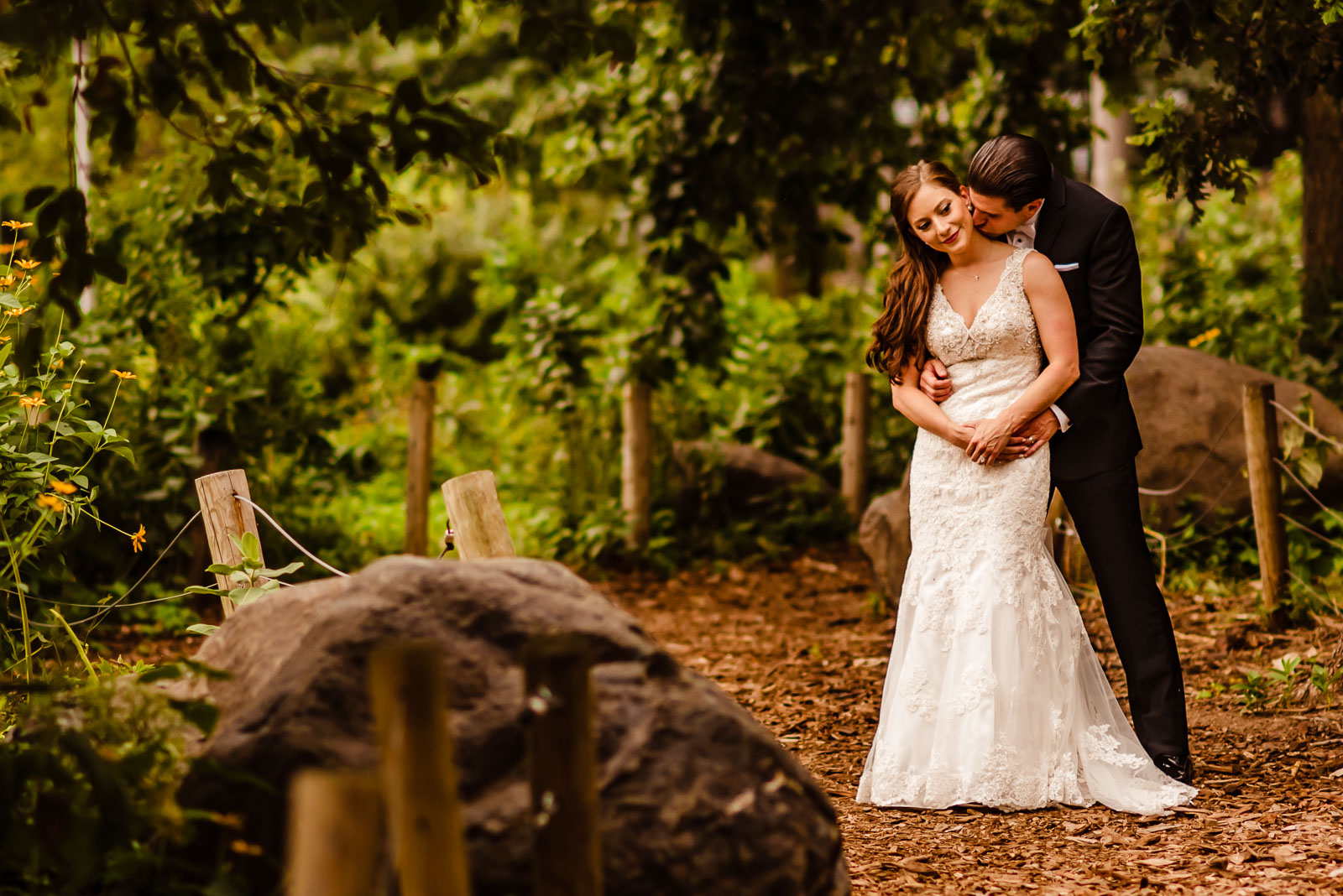 NYC Wedding bride and groom portrait park