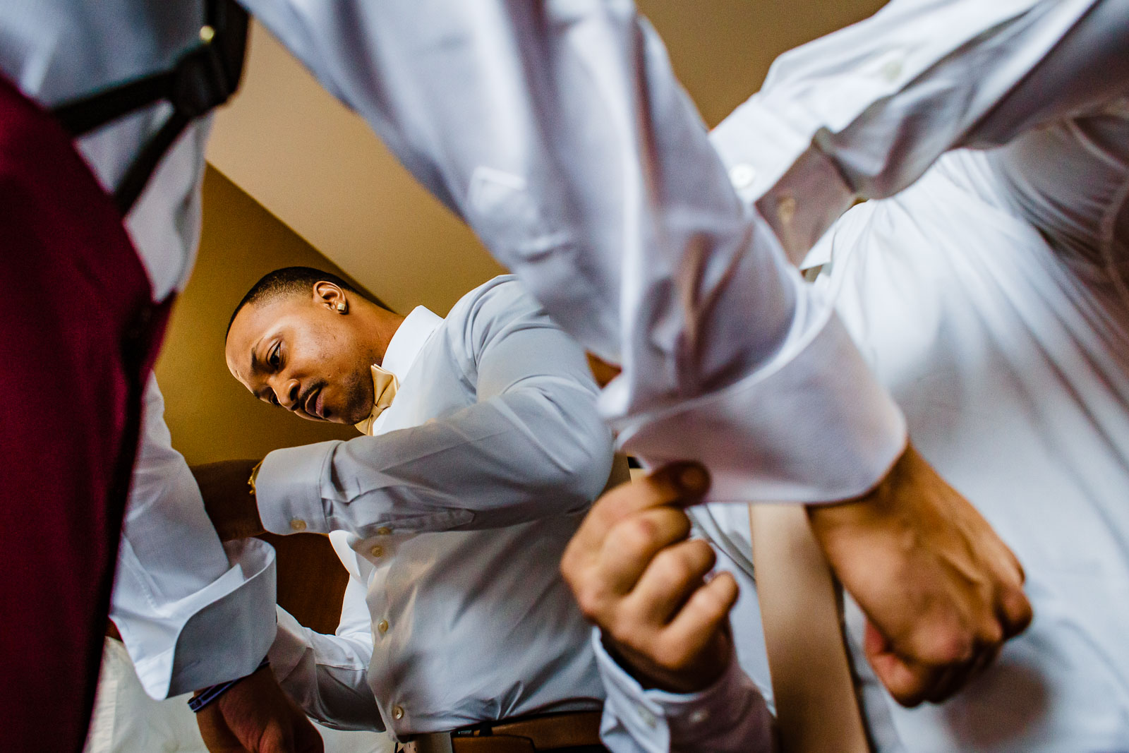 Groom gets ready for the wedding