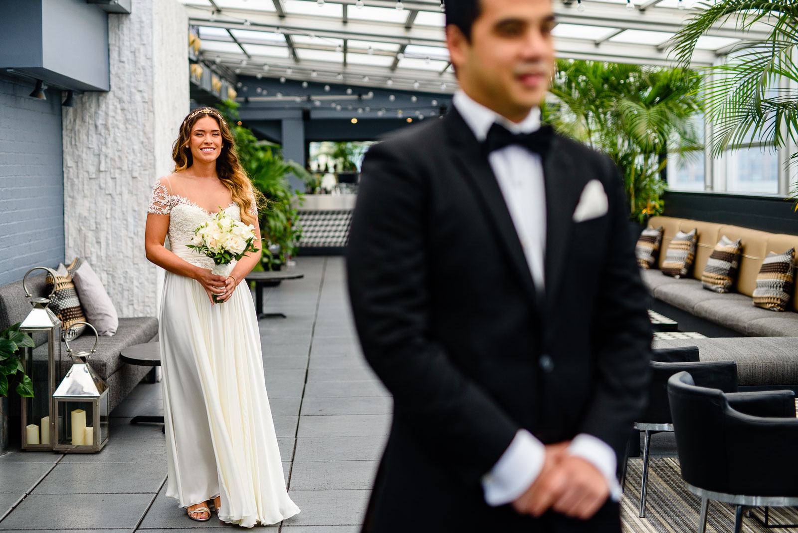 Bride and groom first look