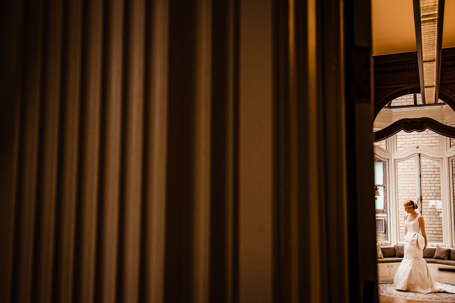 Bride's portrait in a small room