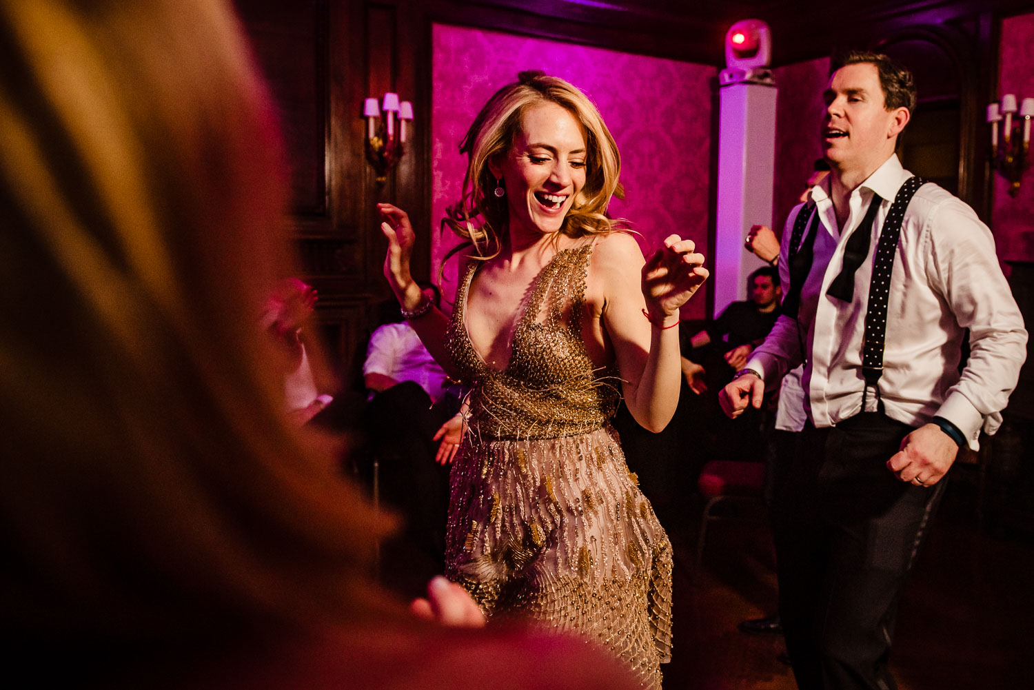 Bride dances during party