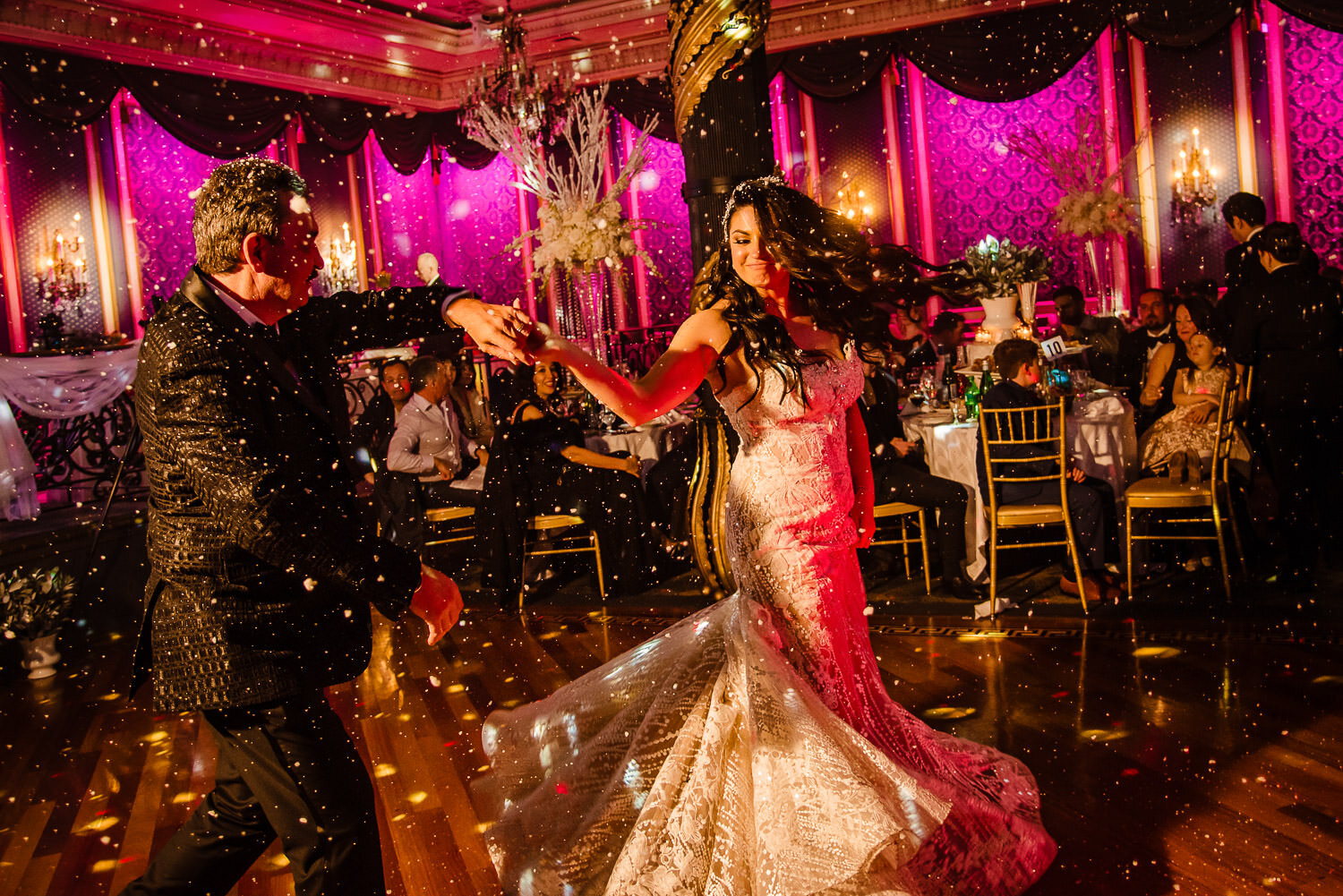 Bride dances with her father at Baku Palace Restaurant