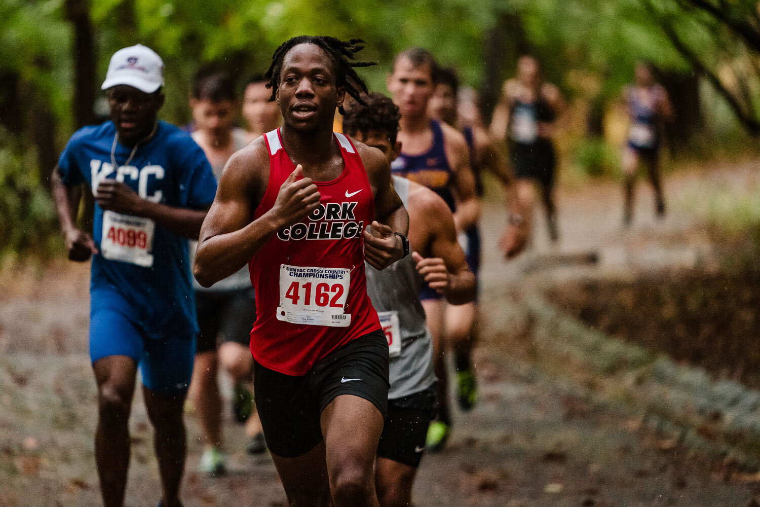 York college runner during CUNYAC Championship race at van cortlandt park