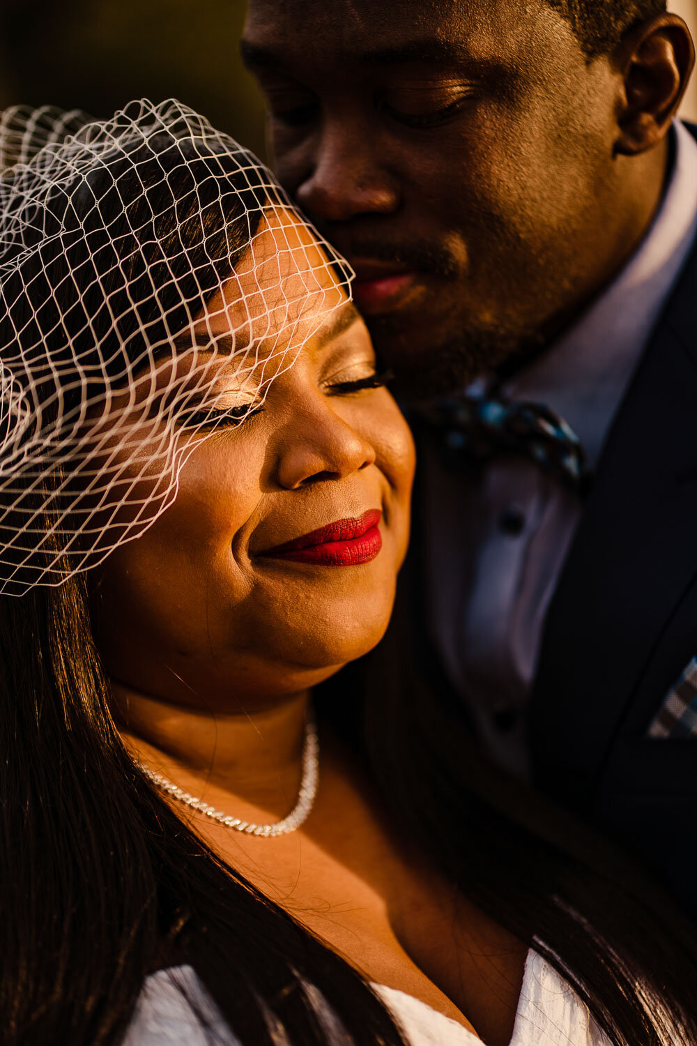 Bride and groom portrait in Morgan Memorial Park in Glen Cove 