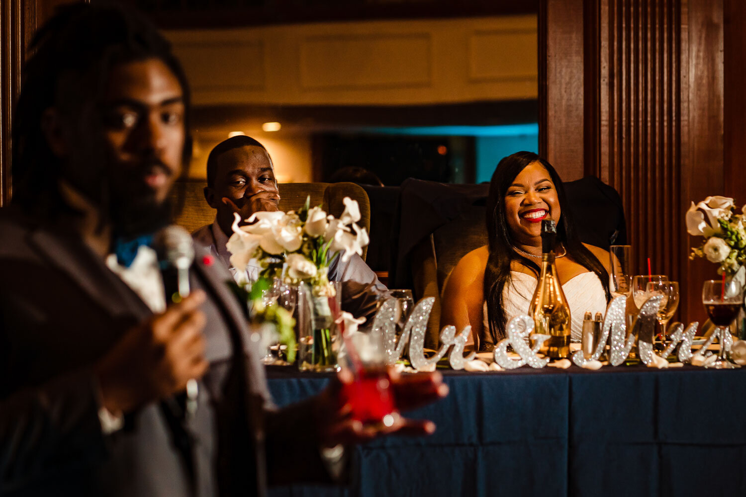 Groom's brother gives a speech at The Metropolitan Caterers in Glen Cove 