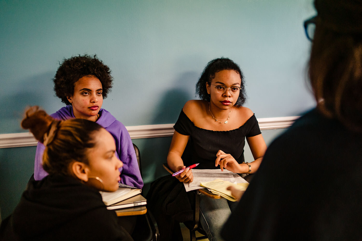 Marymount Manhattan College students and professor