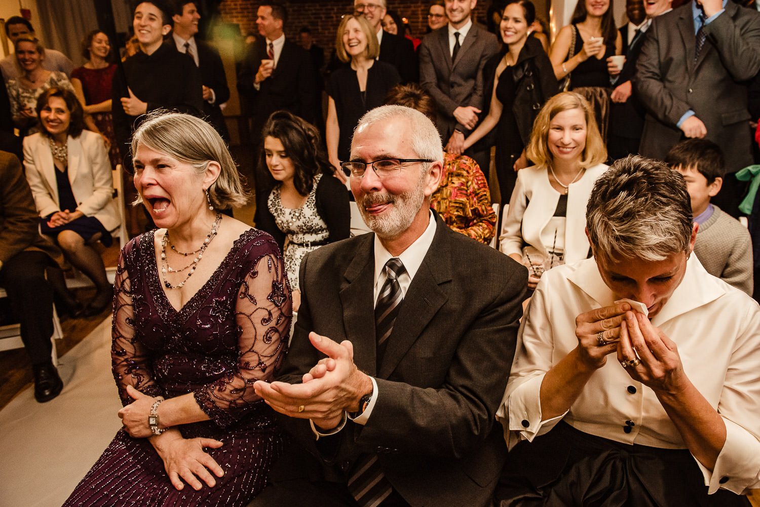 Guests reaction during ceremony at Aurora Gallery in Long Island City