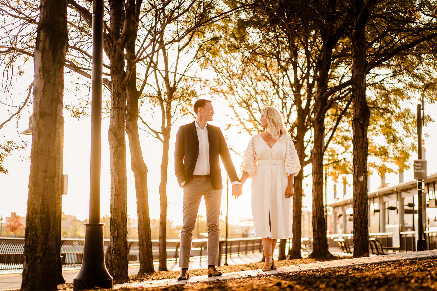 Couple's portrait at Hoboken train station