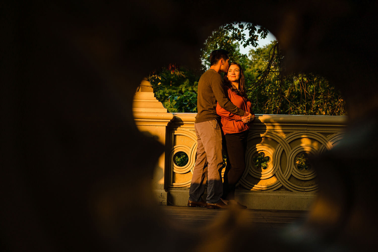 NYC Engagement Session at Bow Bridge in Central Park  