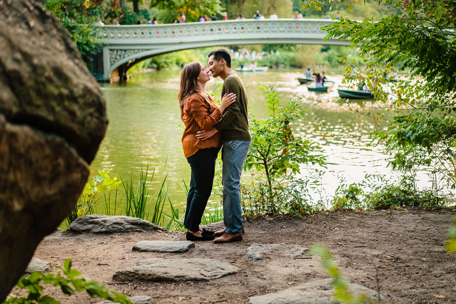 NYC Engagement Session at Bow Bridge in Central Park  