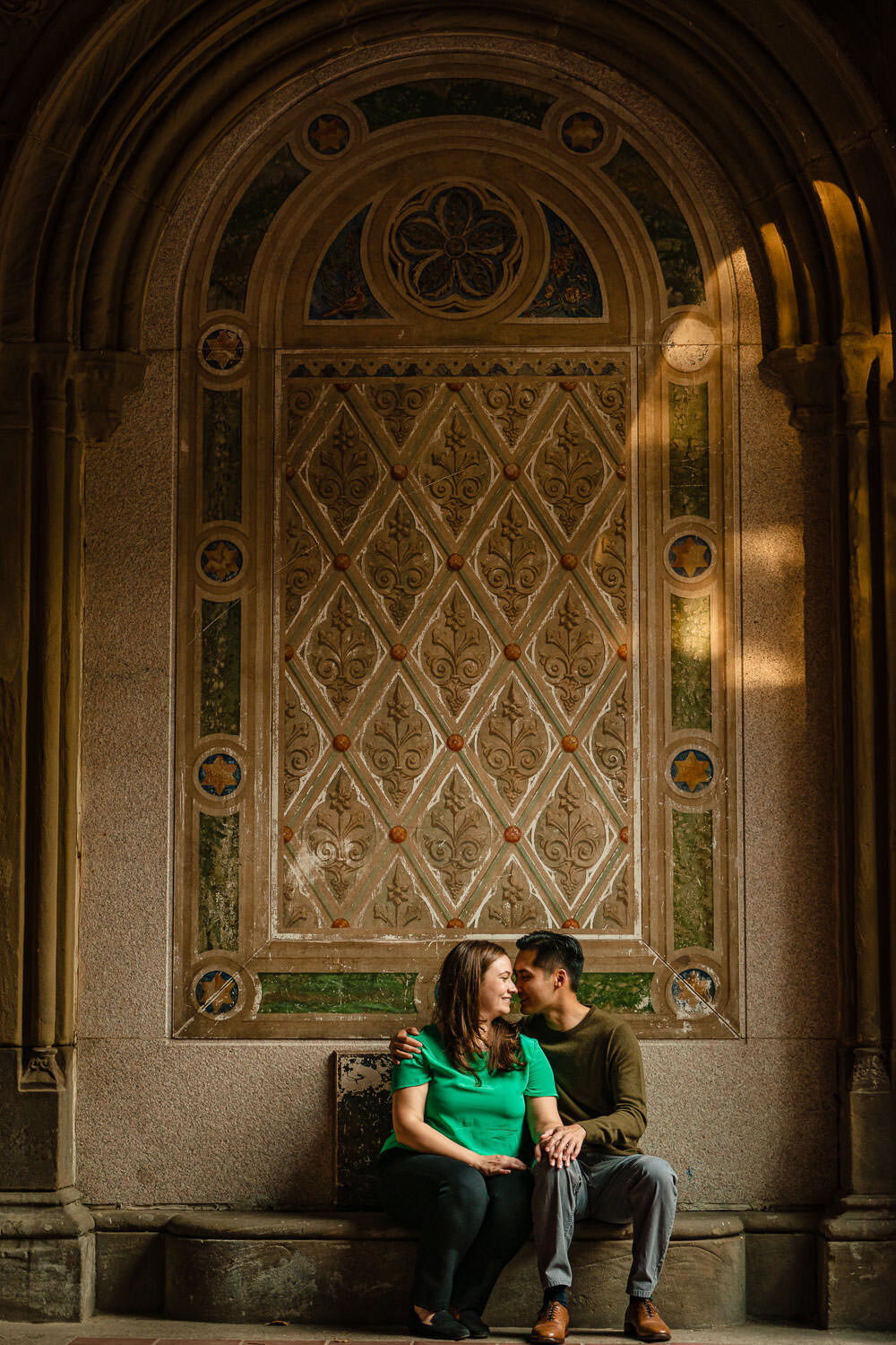 NYC Engagement Session at Bethesda Terrace in Central Park  
