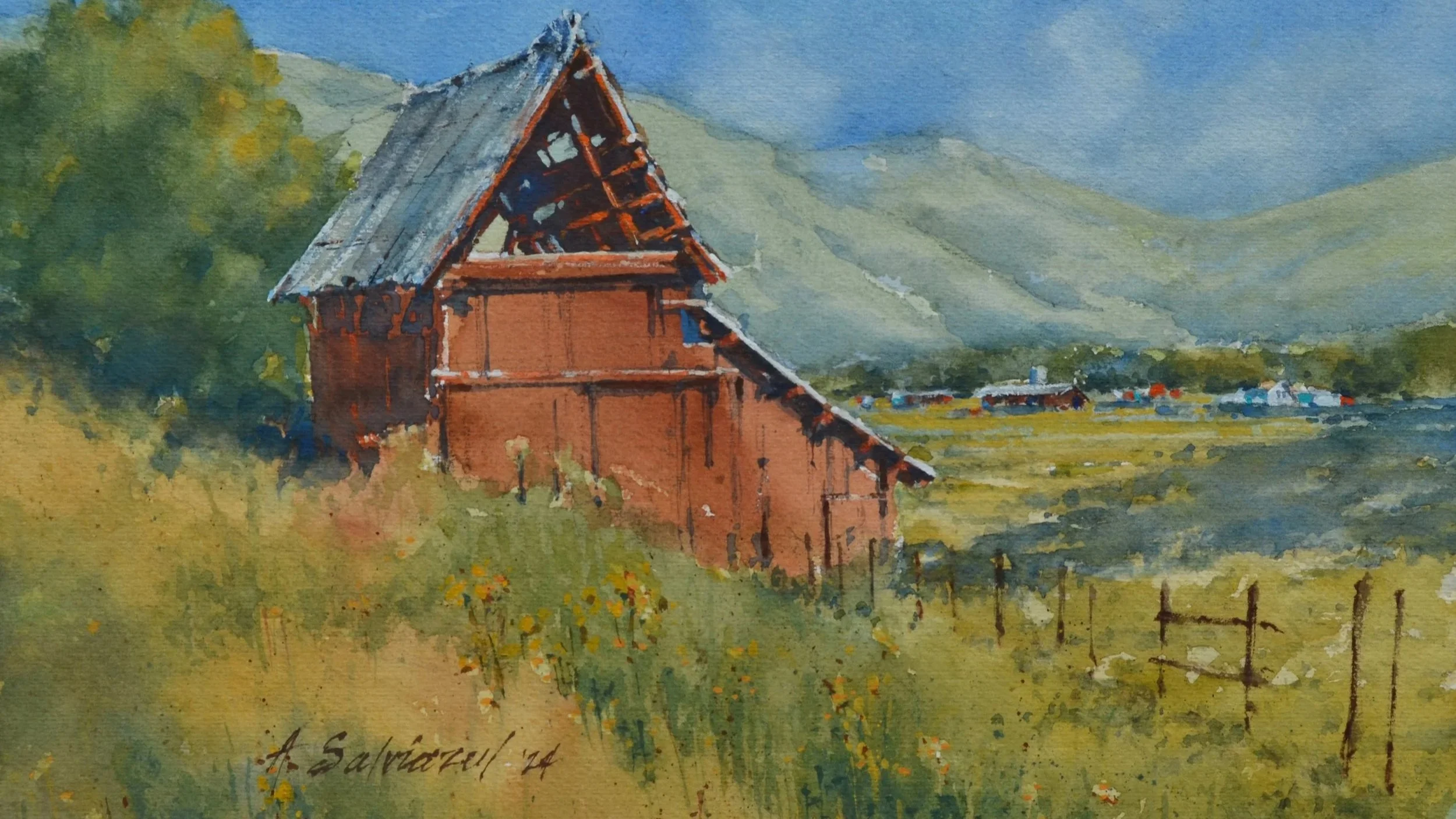 "Bayfield Barn" received the Ann Johnson Award in the Colorado Watercolor Society Annual State Show, Spring 2025 - Juror Dale Laitinen