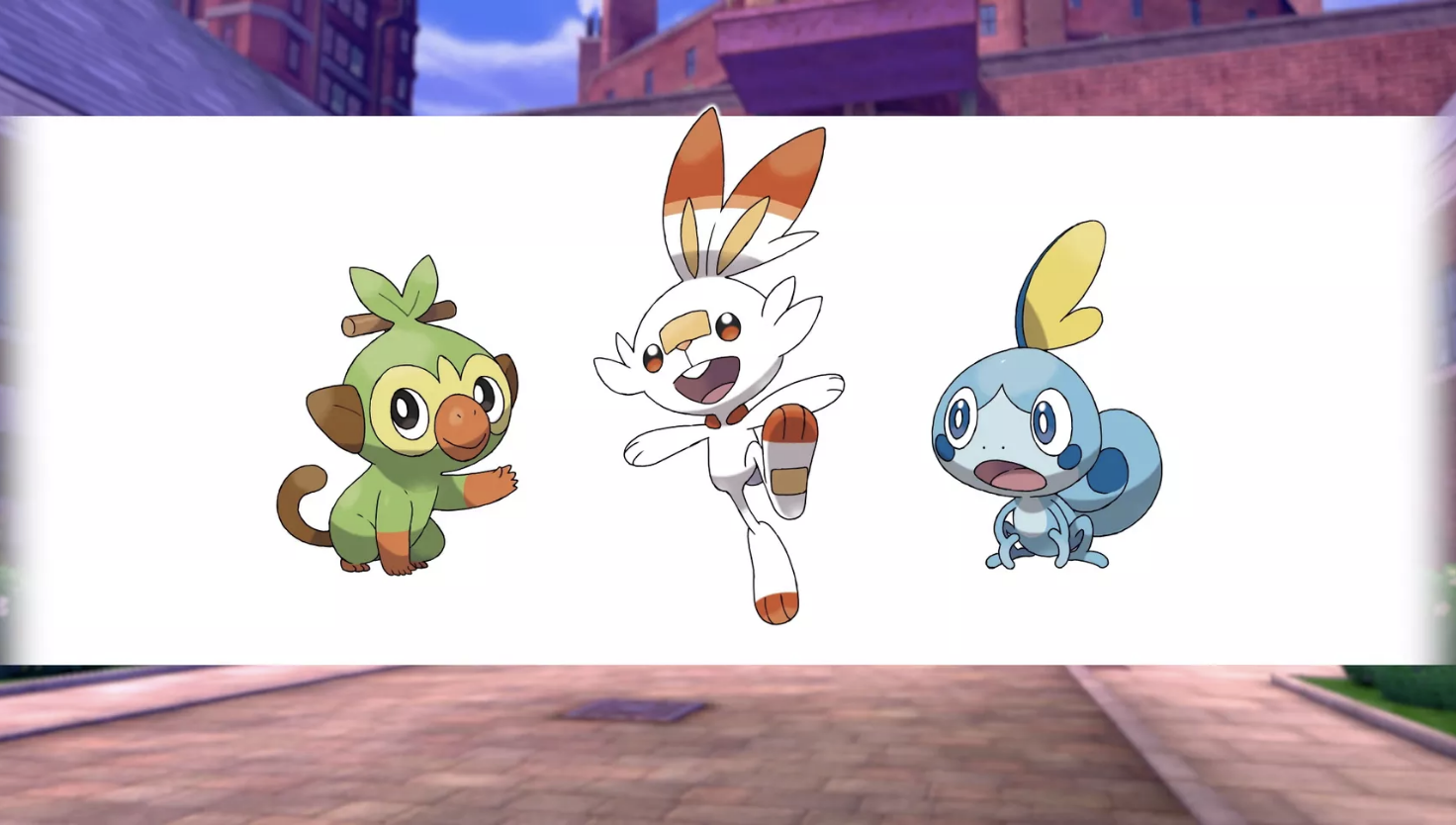 Grookey, Scorbunny, and Sobble