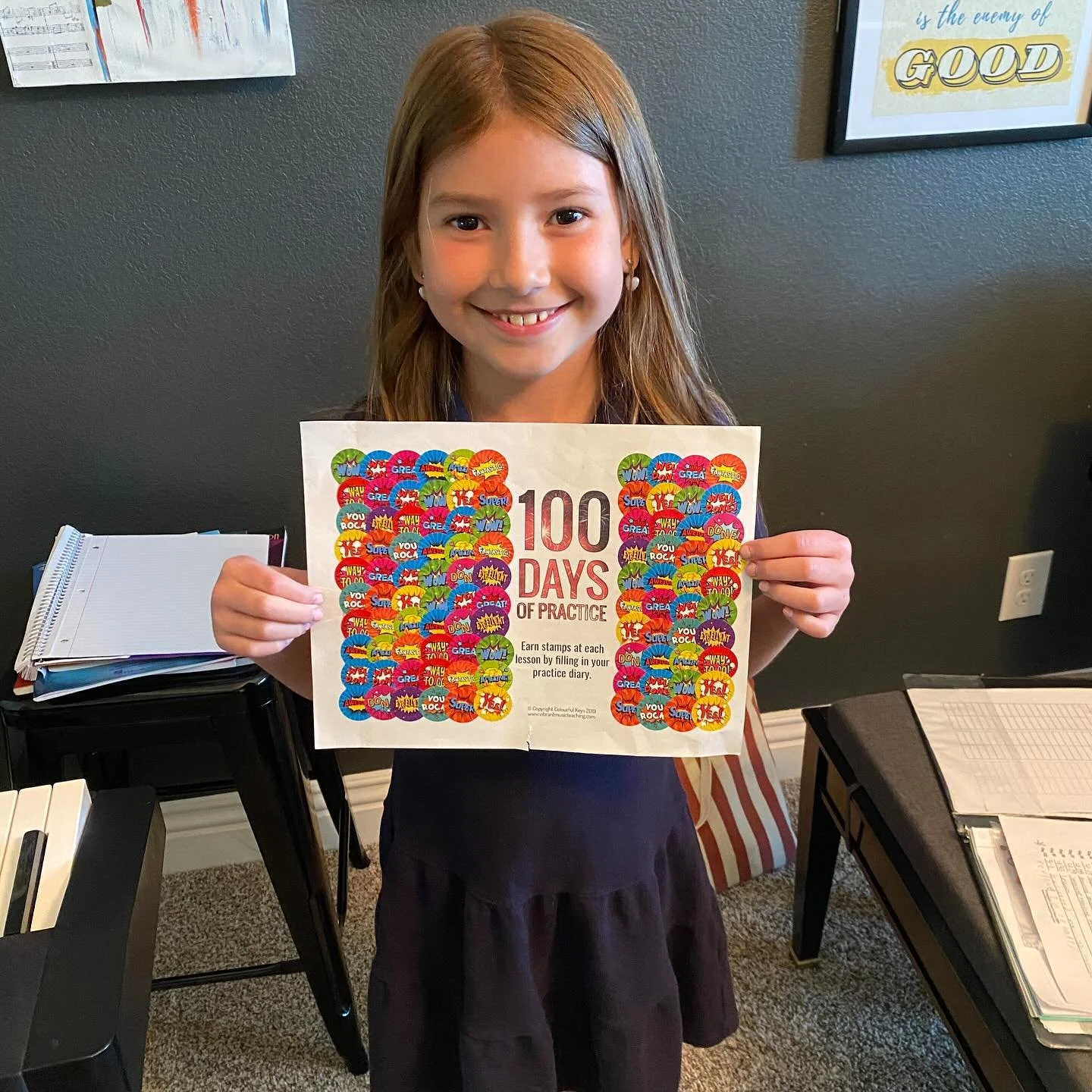 THEY DID IT!!!🎉

With only two more weeks until our summer break, Emmalyn and Capri have both successfully completed the 100 days of practice challenge - not just 100 days total, 100 days IN A ROW.😱

They persevered through vacations, illnesses, im