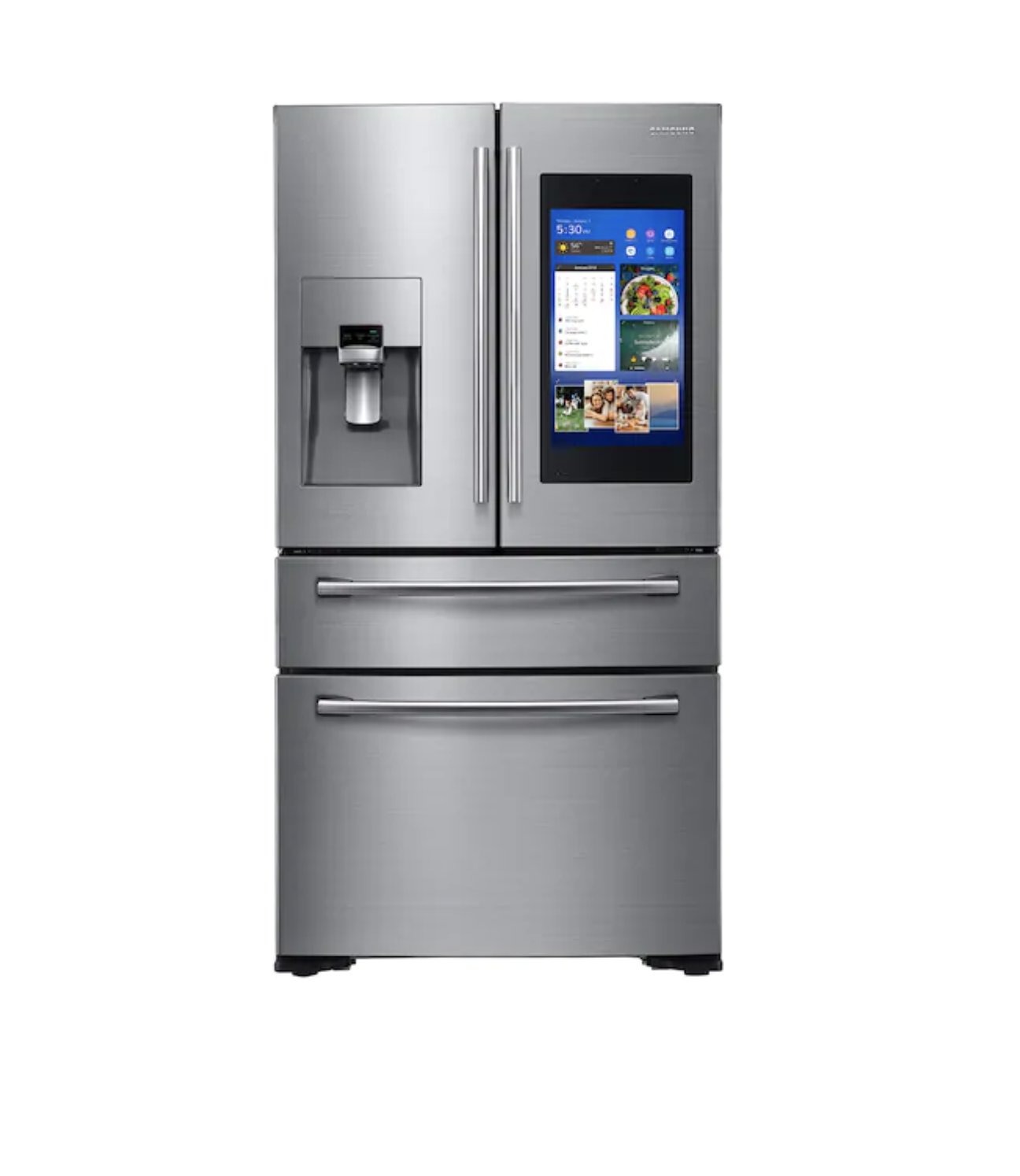 Never miss a thing with this Samsung connected touch screen fridge.