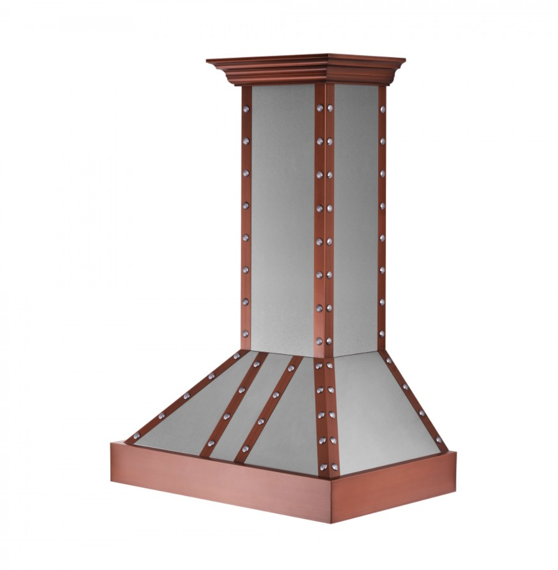 zline’s designer copper range hood has a beautiful copper and stainless steel mix to let your kitchen stand out.