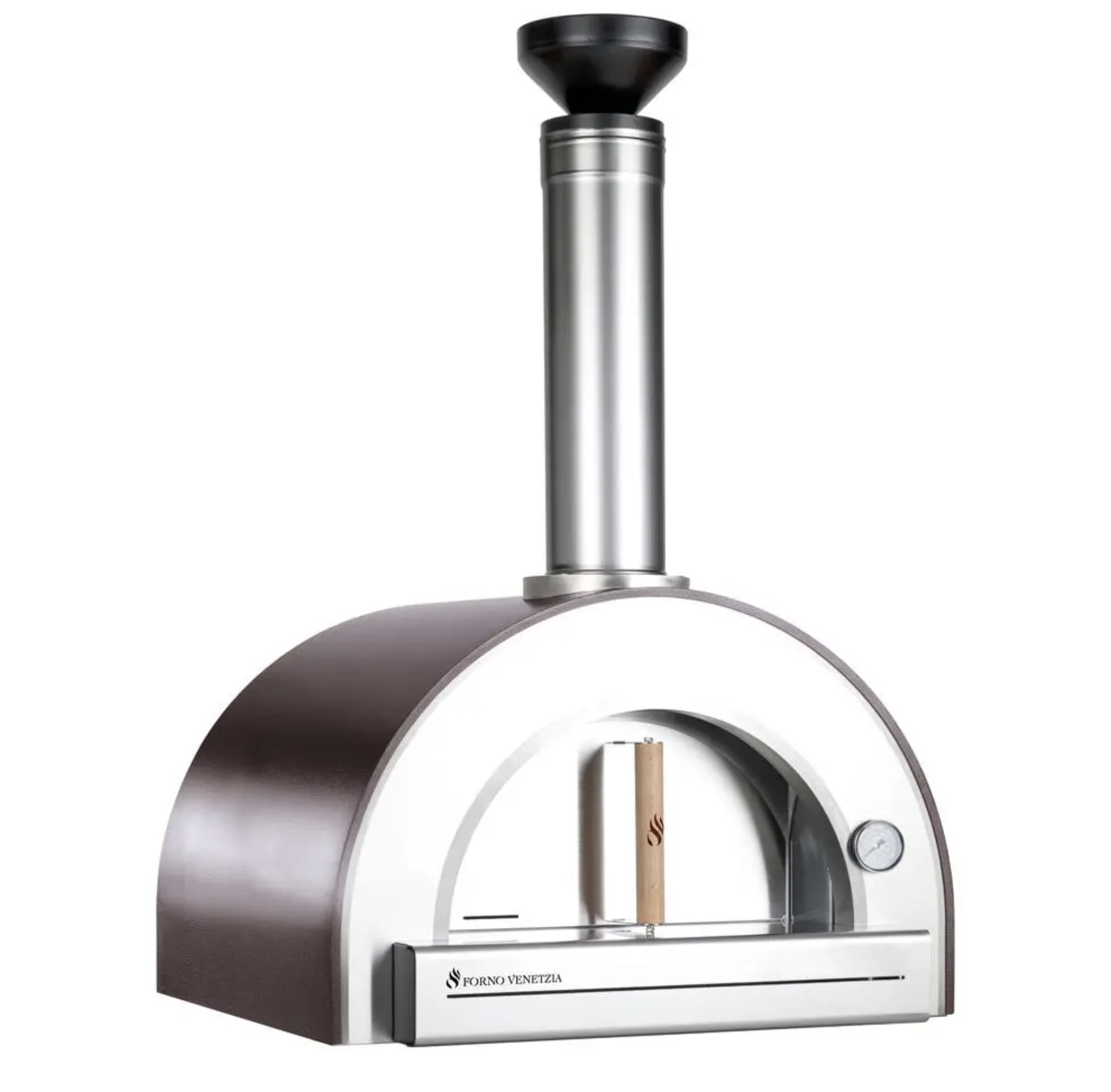 outdoor wood fired pizza oven in copper.