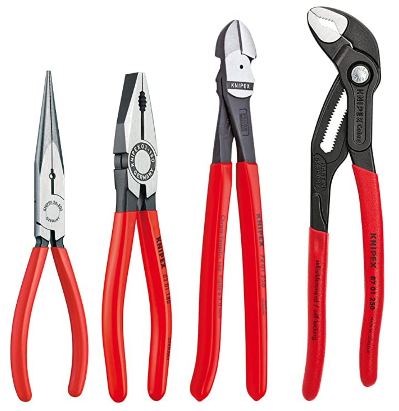 KNIPEX Tools 9K 00 80 94 US Cobra Combination Cutter and Needle Nose Pliers 4-Piece Set 