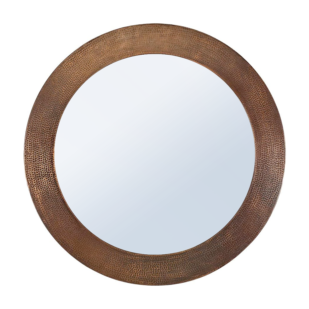 34" Round Hammered Copper Mirror