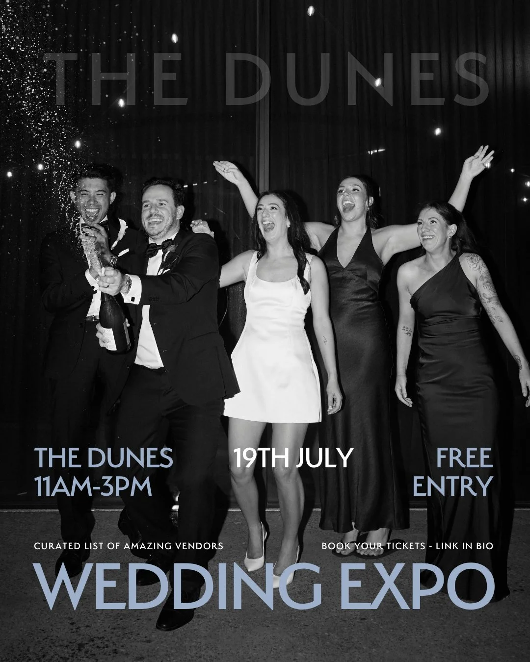 One expo. Endless inspo.⁠
⁠
The Dunes Wedding Expo is your chance to meet the best vendors, find your vibe, and make your vision real &mdash; all in one stunning location.⁠
⁠
And the best part? It won't cost you a thing. ⁠
⁠
Book your tickets now &md