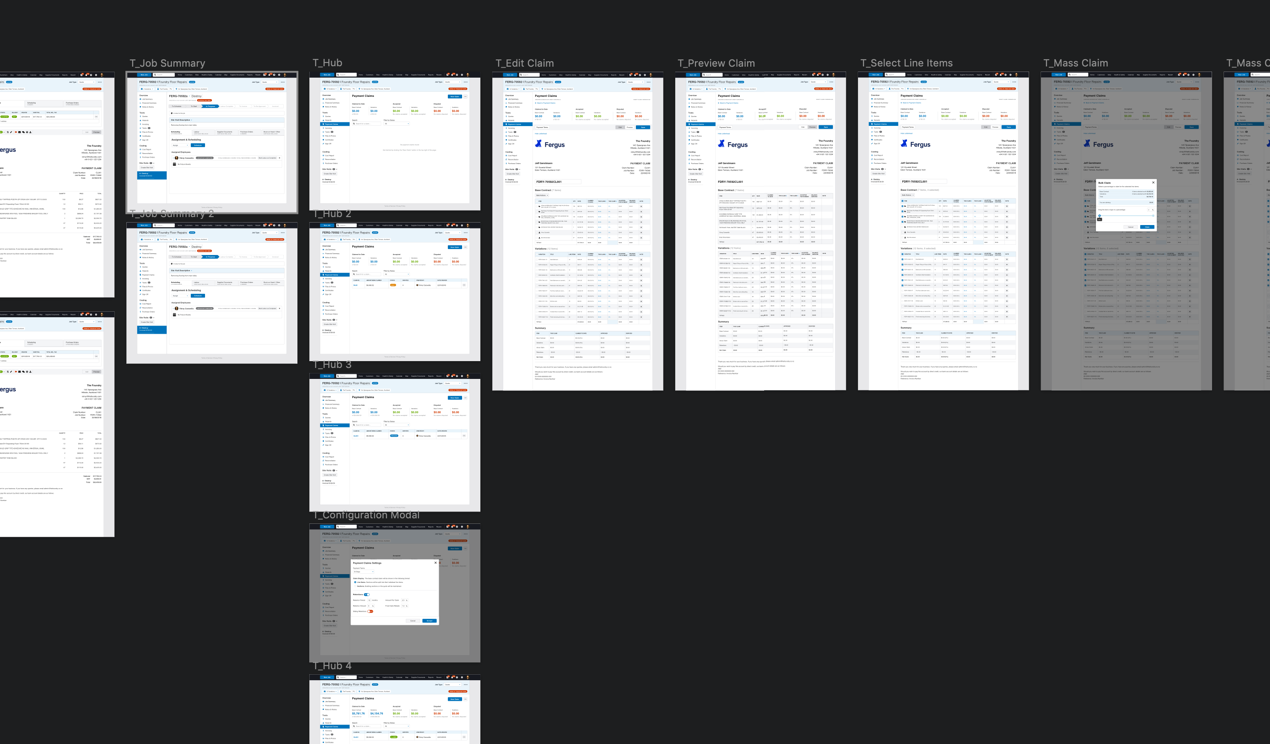 Desktop workflow for our first payment claims prototype