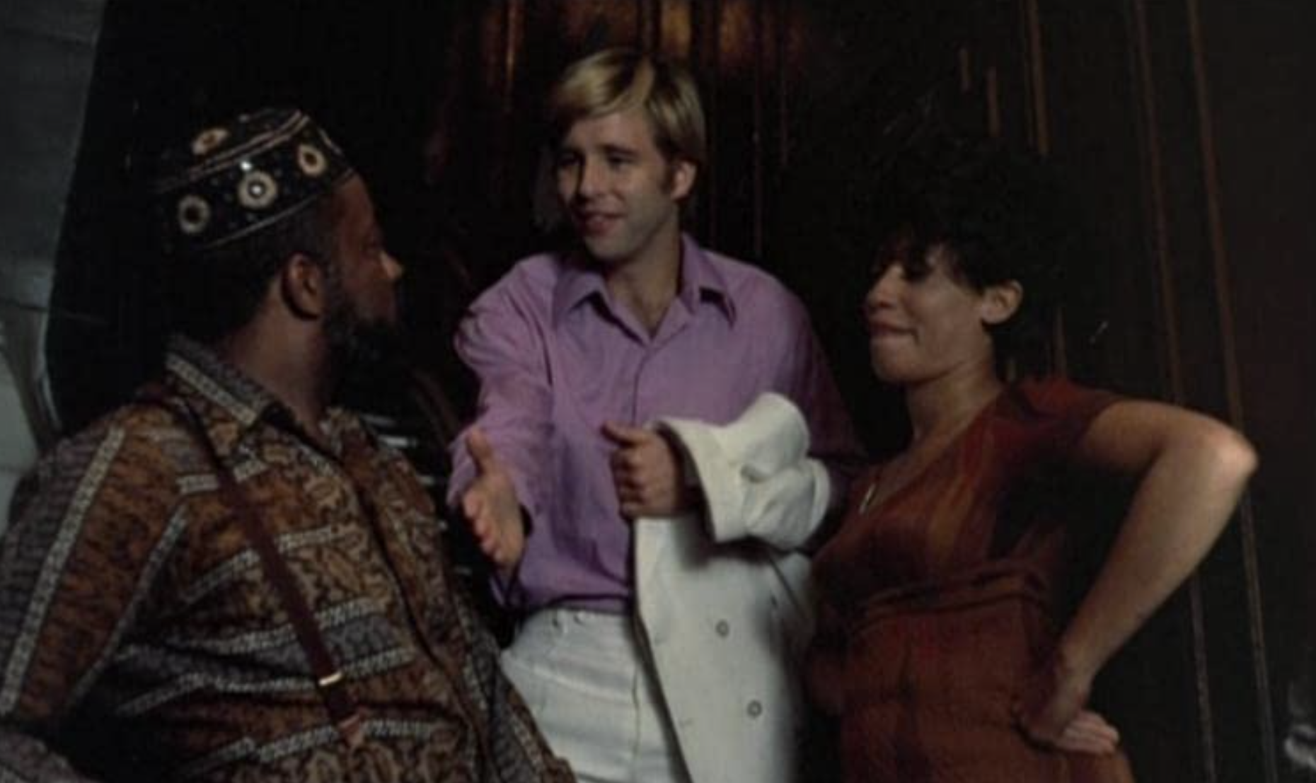  a still from THE LANDLORD (1970), screenplay by Gunn and co-starring Beau Bridges (middle) and the incomparable Diana Sands 