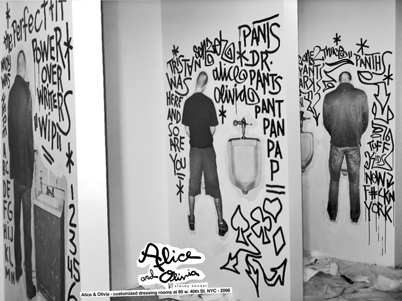 Alice &amp; Olivia customized women's fitting rooms for the Bryant Park store in NYC. Work in progress. Photo by Santiago.