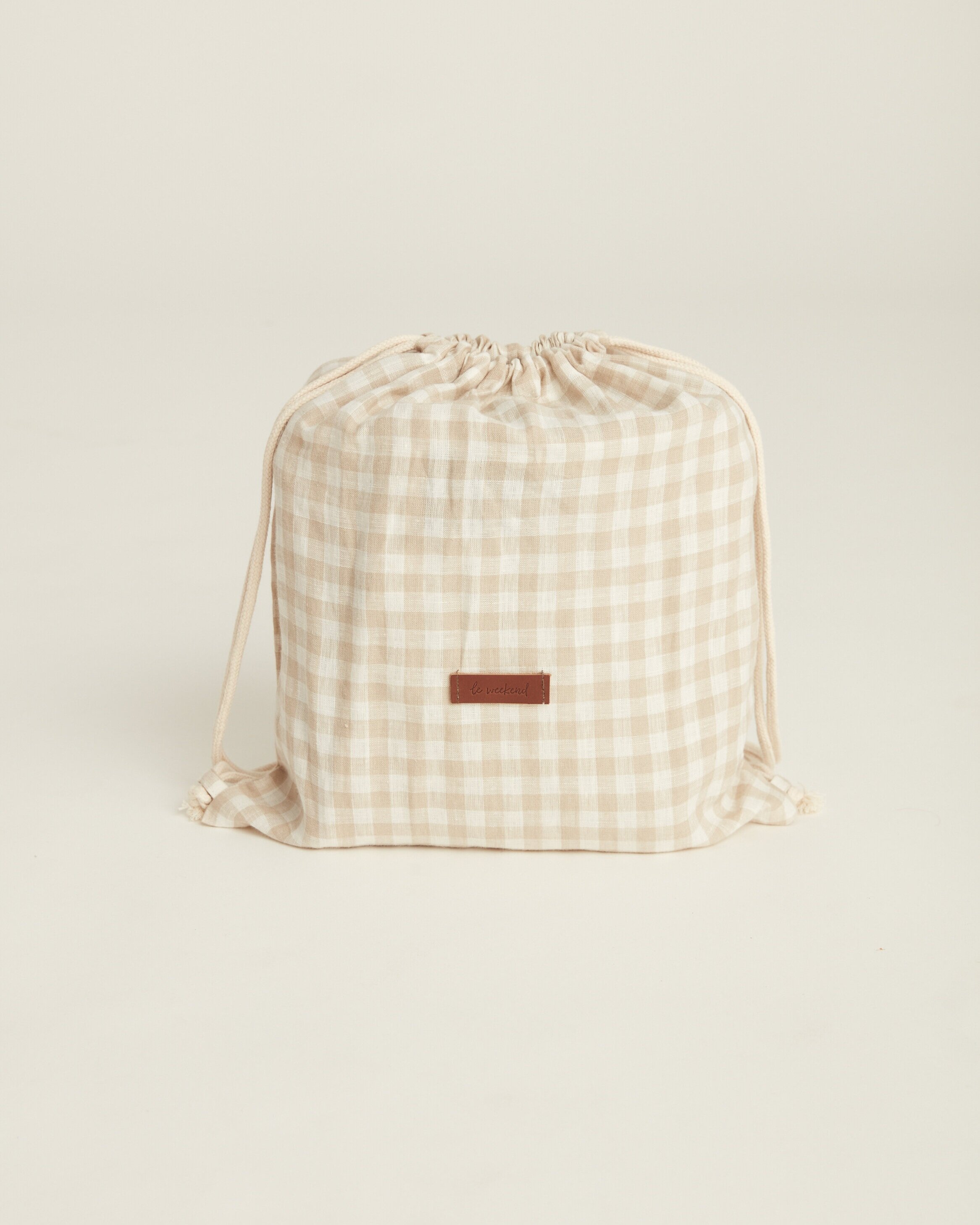 Almond Gingham Linen Picnic Rug