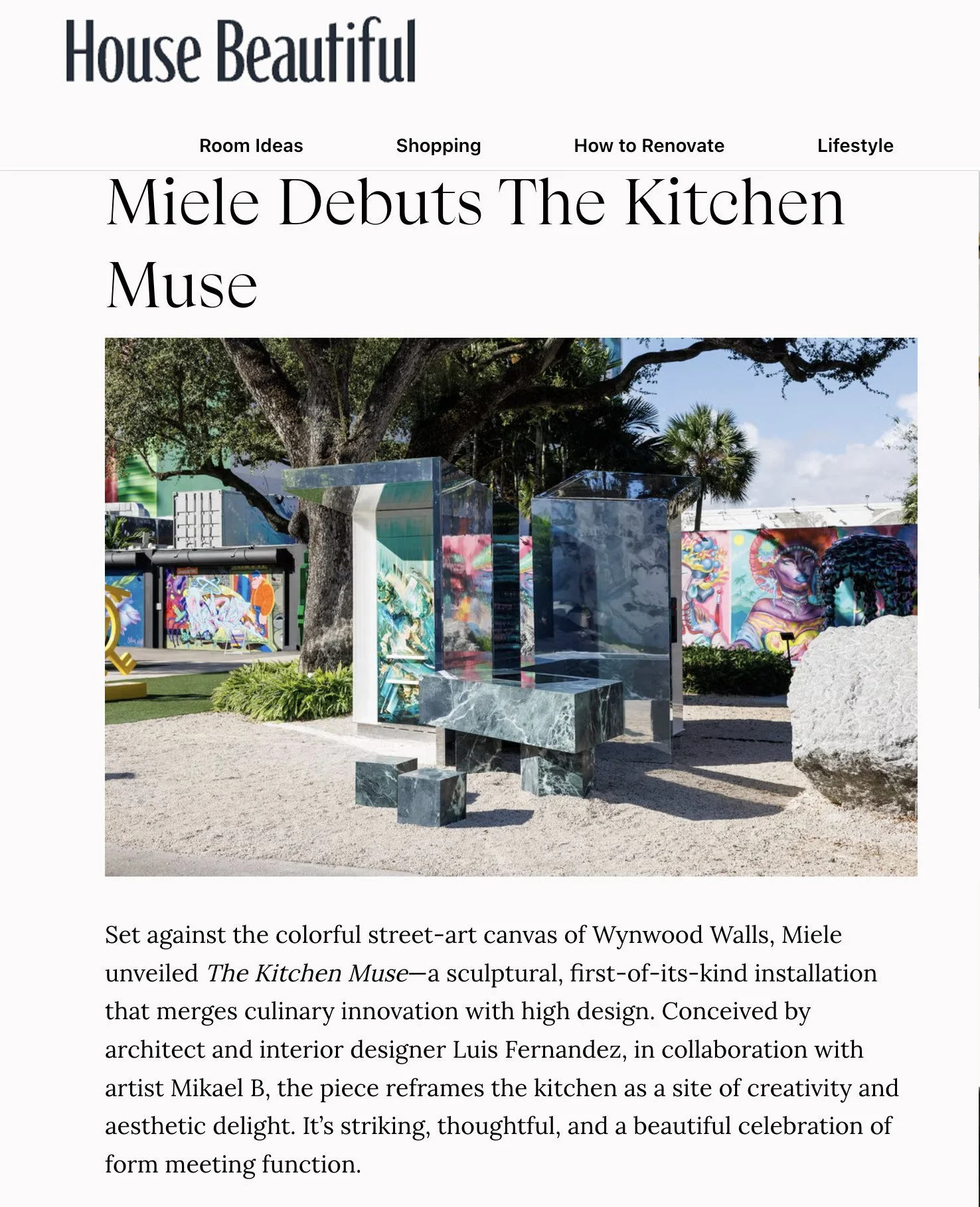 miami architectural installation Luis Fernandez miele design Miami Art Basel
