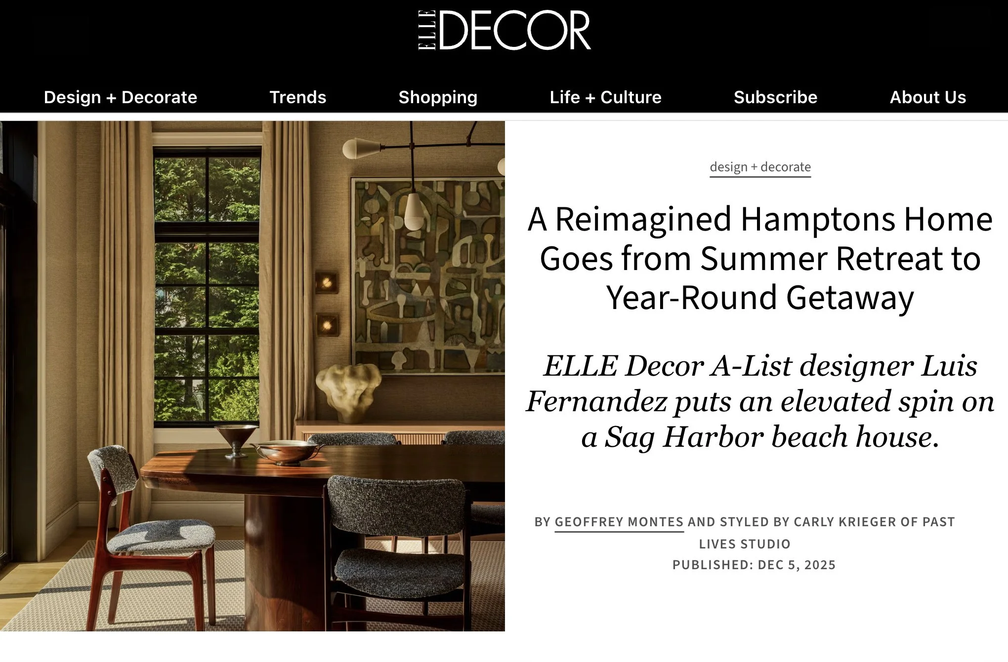 Luis fernandez Sag Harbor Hamptons interior architectural designer elle decor design modern