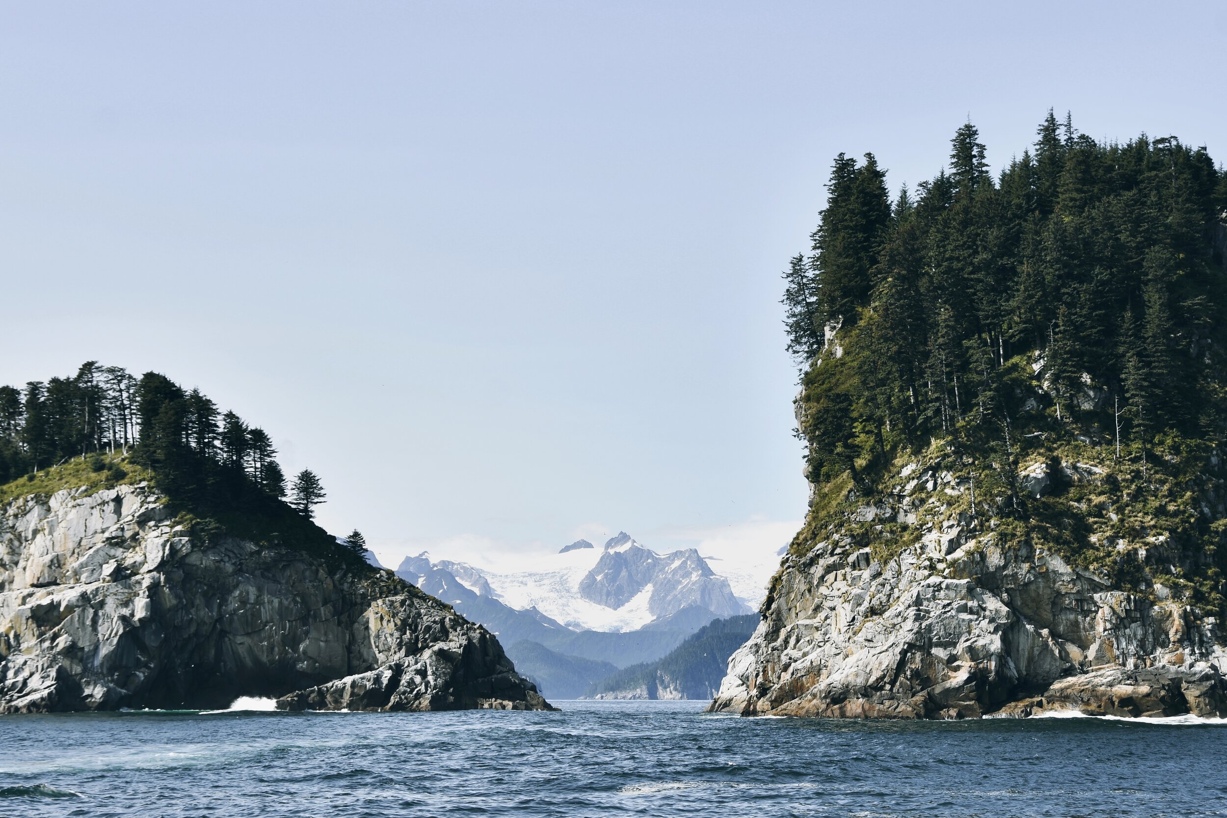 Little islands in the ocean of Seward, Alaska (August 13, 2021)