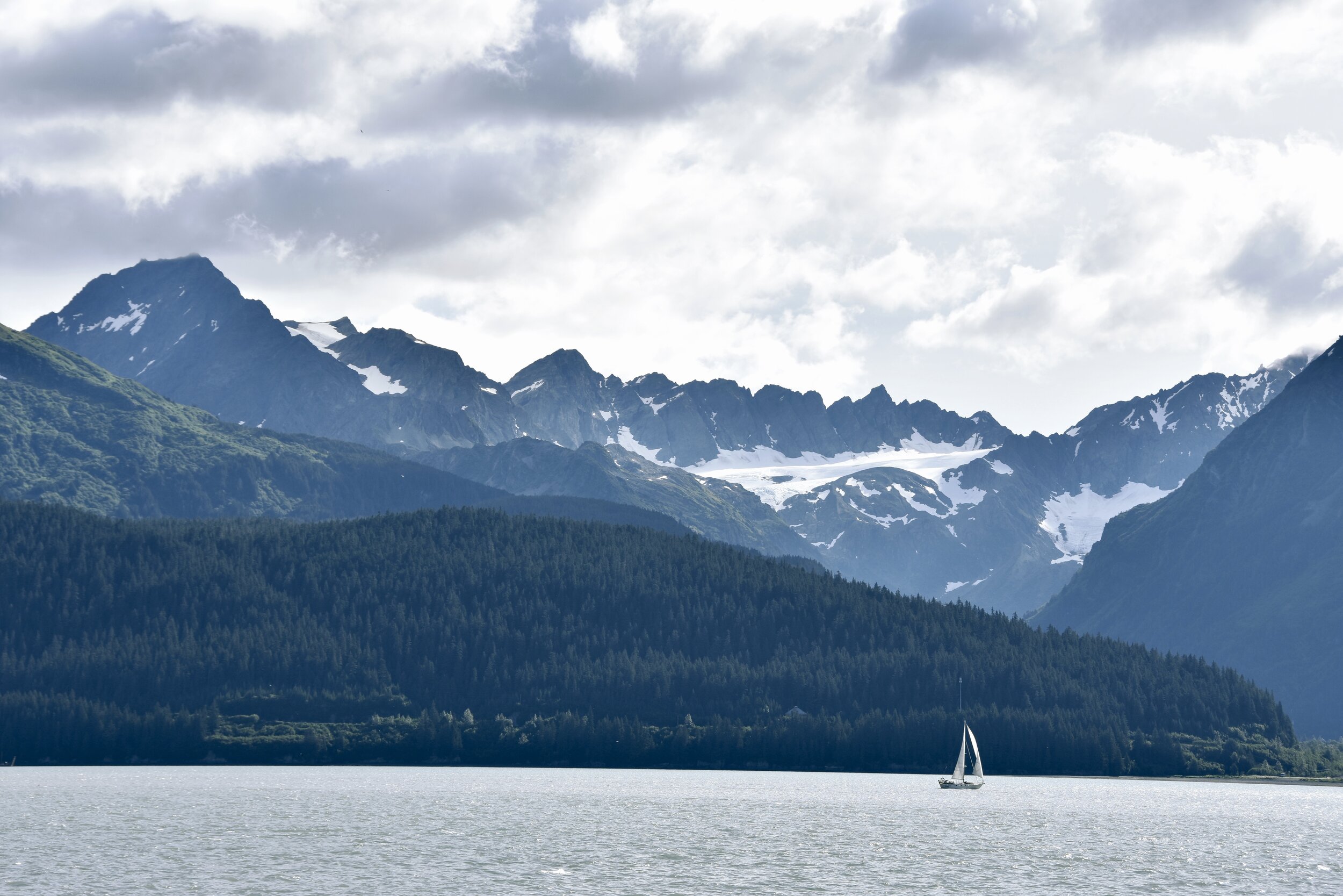 Sailboat in the waters of Seward, Alaska (August, 13, 2021)