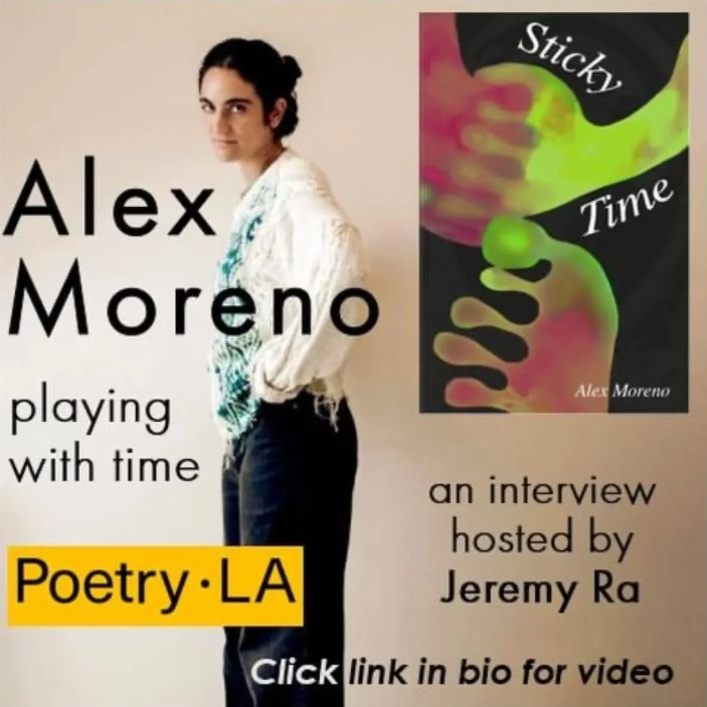 Such a pleasure to discover this wonderful poet @alexhere.ok - in this interview, we talk about her wonderful collection Sticky Time and the experiential arbitrariness of temporality. Hope you enjoy the interview and the collection!
