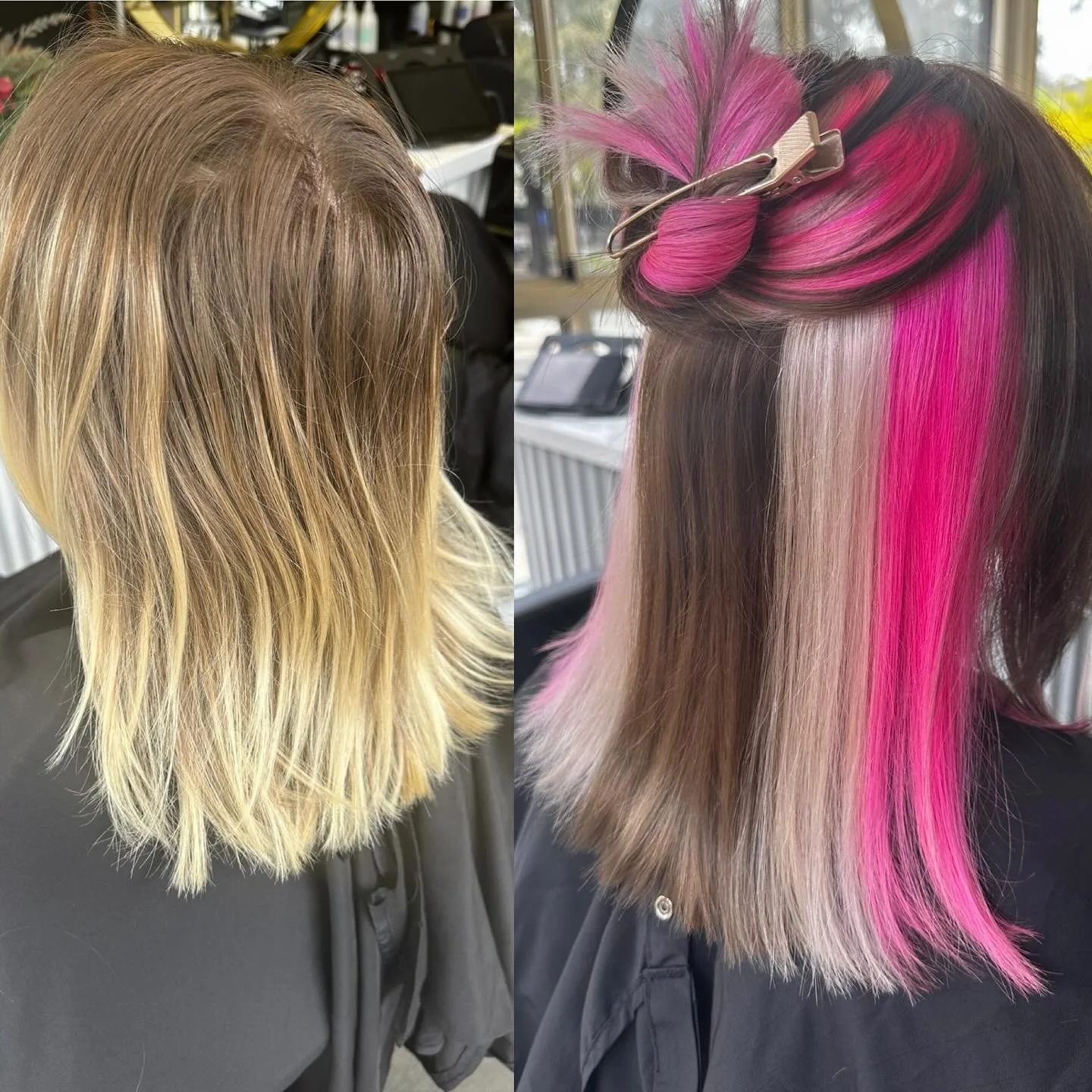 I scream you scream we all scream for ice cream 🍦 this epic Neapolitan hair look by @hairbytavia___ using @mukhaircare_professional @mukhaircare_global we used hybrid lightener and 20vol, hot pink, 3/4 7.0 1/4 7.01 then toned with 10.22 #muk #mukhai