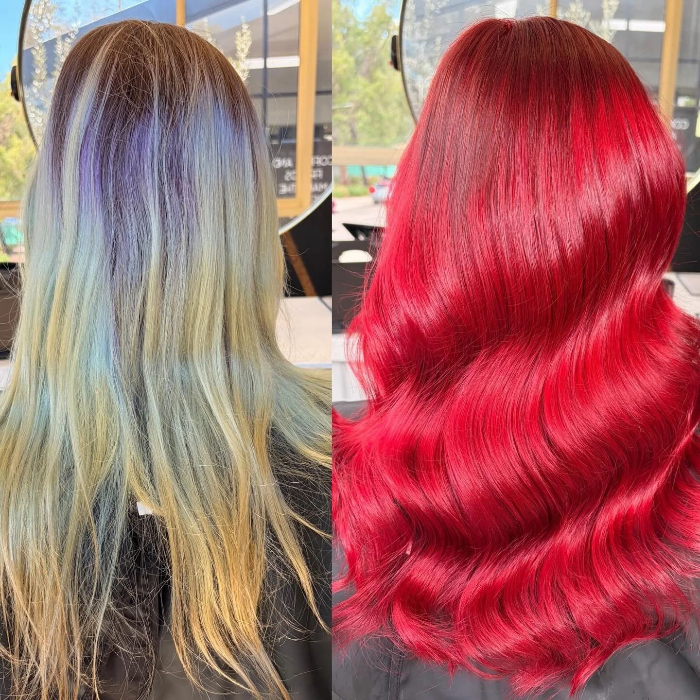 Ch-ch-ch-ch cherry bomb 🍒 💣 love this transformation on our client Alexis using @pravana.australia @evolvehairconcepts @pravana we did foils of 7.62 + scarlet red and 20vol roots we did 45g 6.6 15g 6.35 20vol and the pre lightened ends were red viv