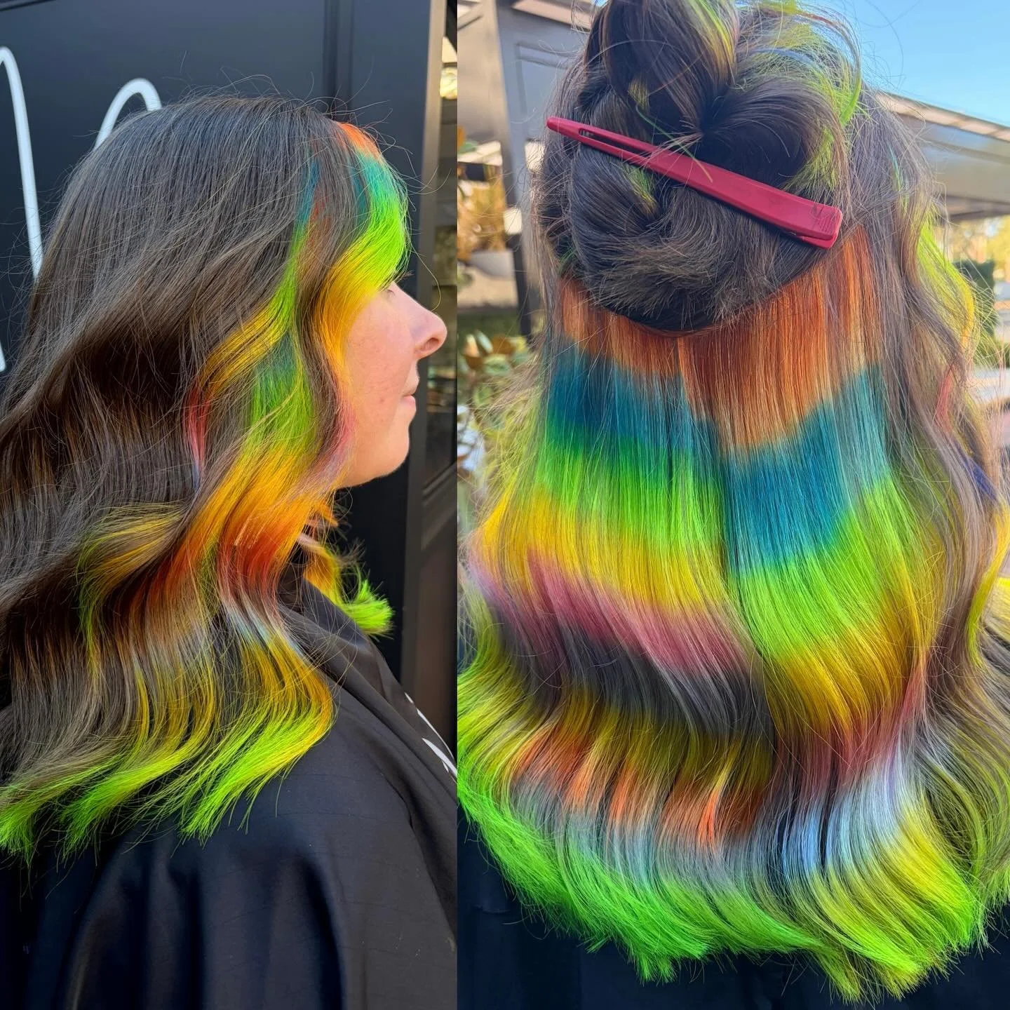 This is mental!!! Beautiful kaleidoscope of colour by the talented @clair.polychromahair using of course our @evolvehairconcepts @pravana.australia @pravana power lightener and 20vol rinsed then coloured with our pravana vivids #canberrahairdresser #