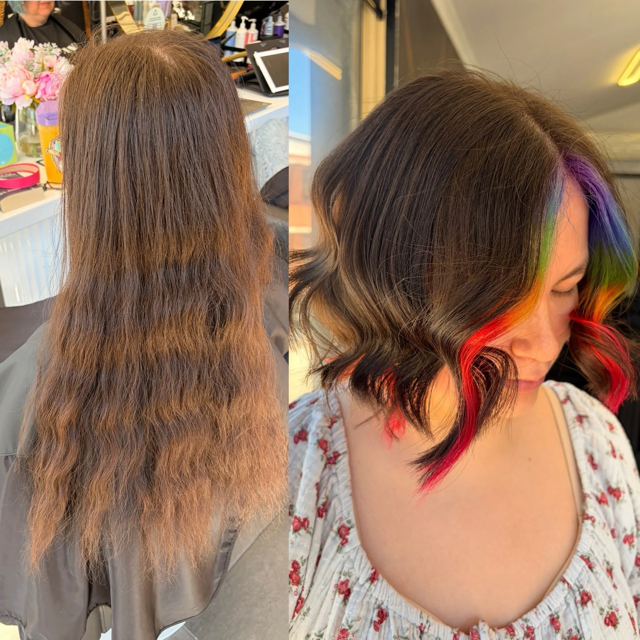 This transformation was incredible!!! Rainbow 🌈 halo for our lovely client using @pravana.australia @pravana @evolvehairconcepts ultra lightener and 20vol and of course the vivids range #canberrahairdresser #canberrahairsalon #canberrasbestsalon #ca