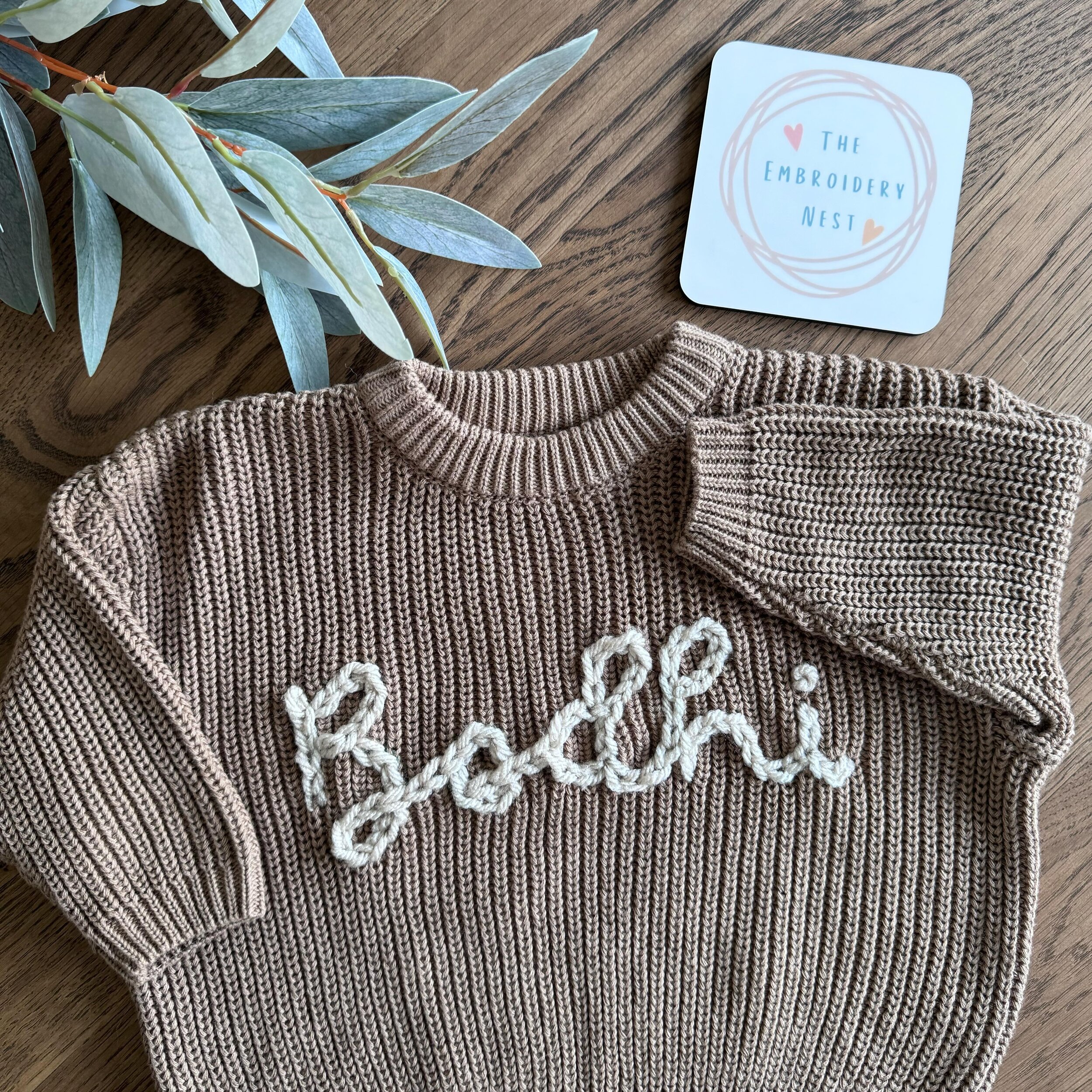 Latte sweater with natural yarn 🤍 Etsy Store opening soon 🤍

#personalisedknits #personalisedjumper #babyboy #babygirl #mumsofinstagram #babyknits #bodhi #babypersonalisedknits #birthannouncement #nameannouncement #babyclothes #instamums #knittedna