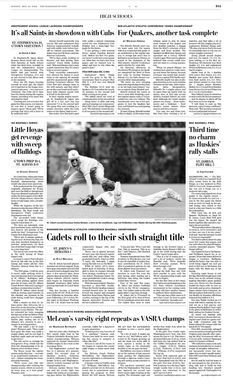 The Washington Post published on 05.12.2019 Article: Cadets roll to their sixth straight title