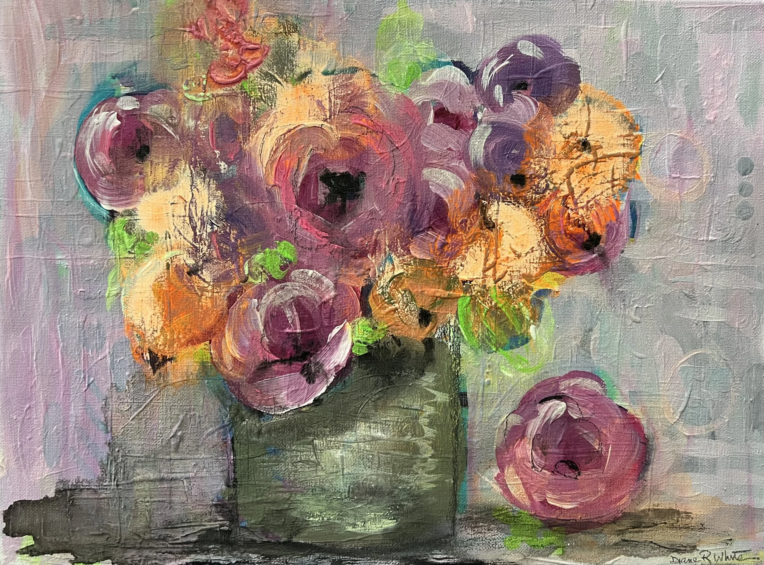 "Mixed Emotions" (16"W x 12"H) Watercolor, Acrylic, Charcoal on Canvas