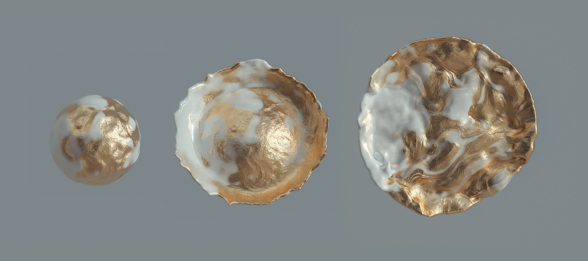 With triplanar mapping, the initial style of the surface texture remains relatively consistent throughout the entire simulation. Only a single rest position was used in this instance.