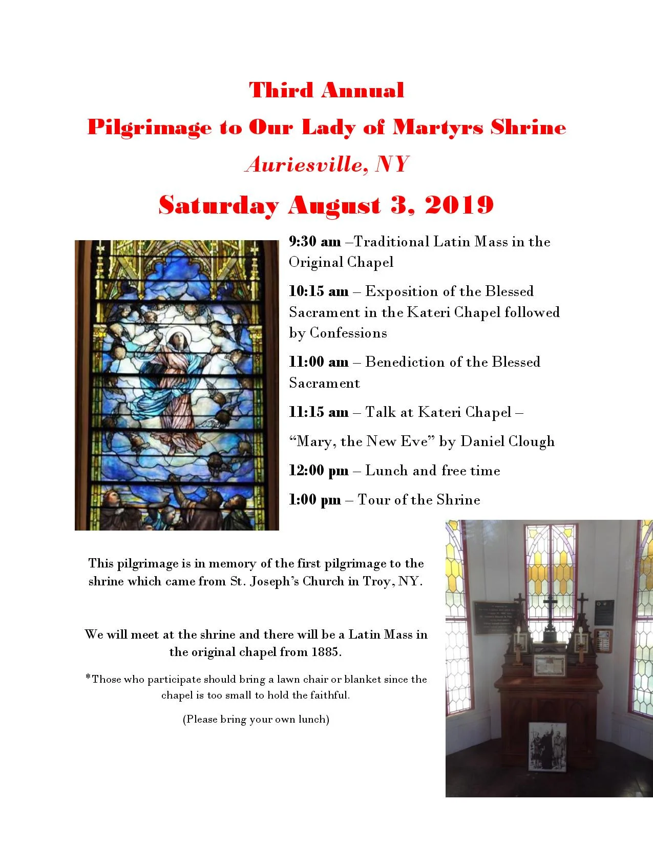 3rd Annual Pilgrimage to Our Lady of Martyrs Shrine - 1885 Chapel Latin Mass