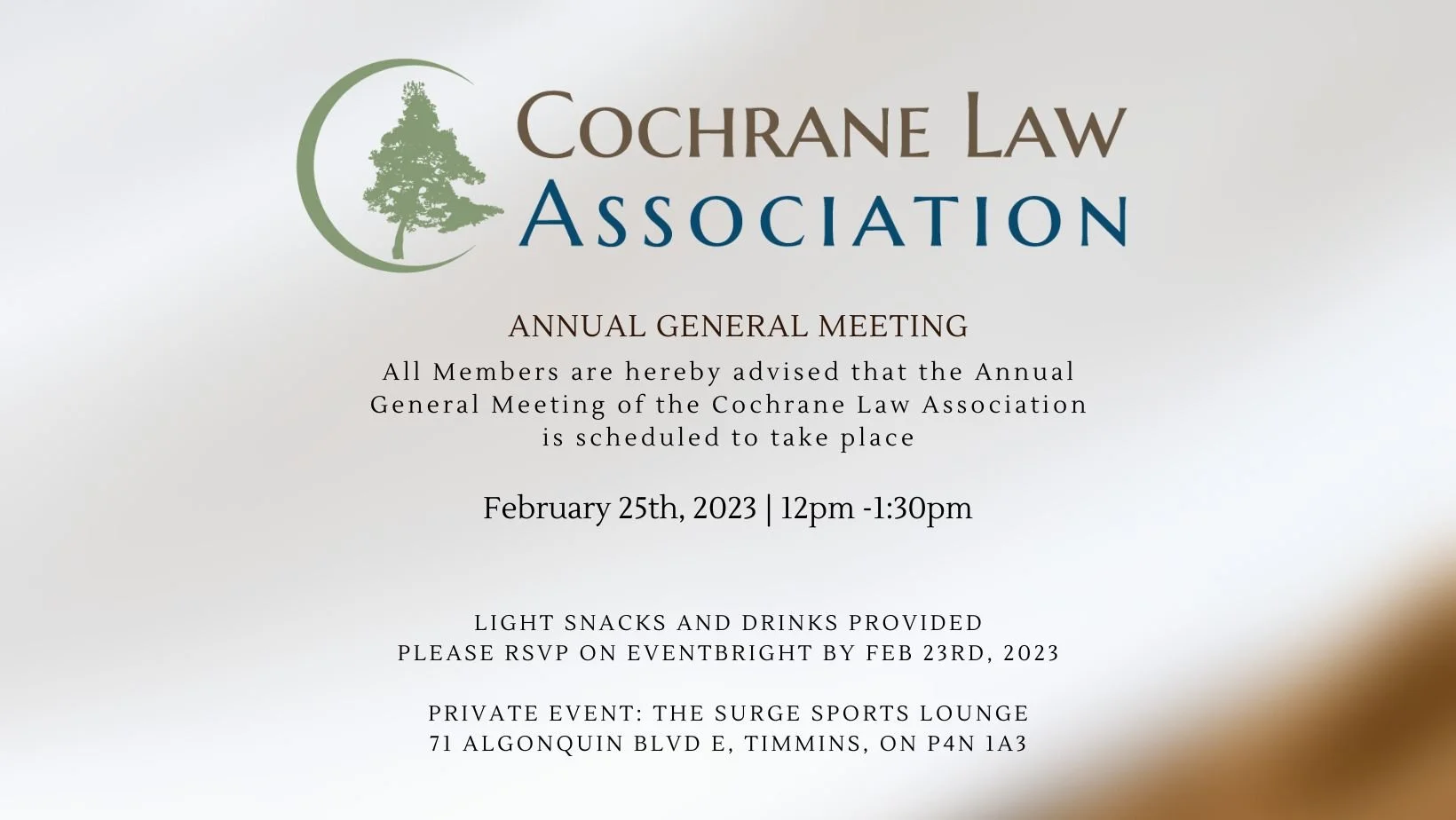 AGM Feb 25th, 2023 at the Surge Venue
