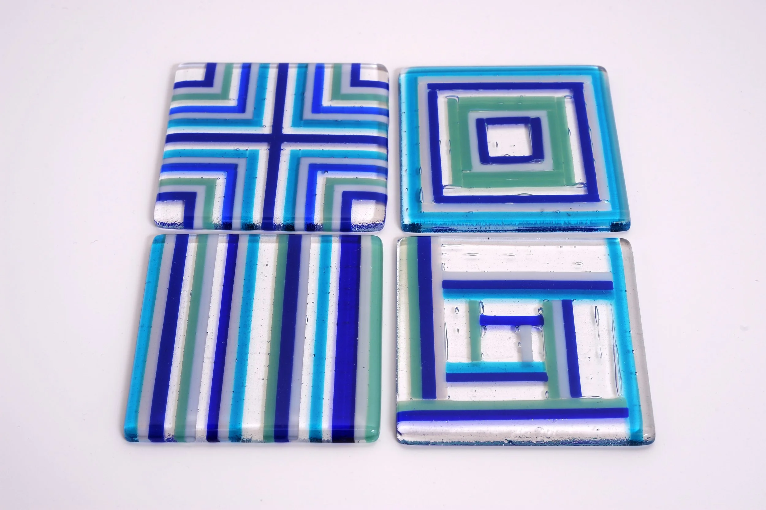 GLASS FUSING - HARLEQUIN COASTERS AND PLATTER