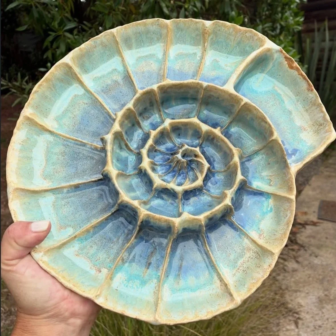 CERAMICS: SPIRAL SHELL SERVING PLATTER