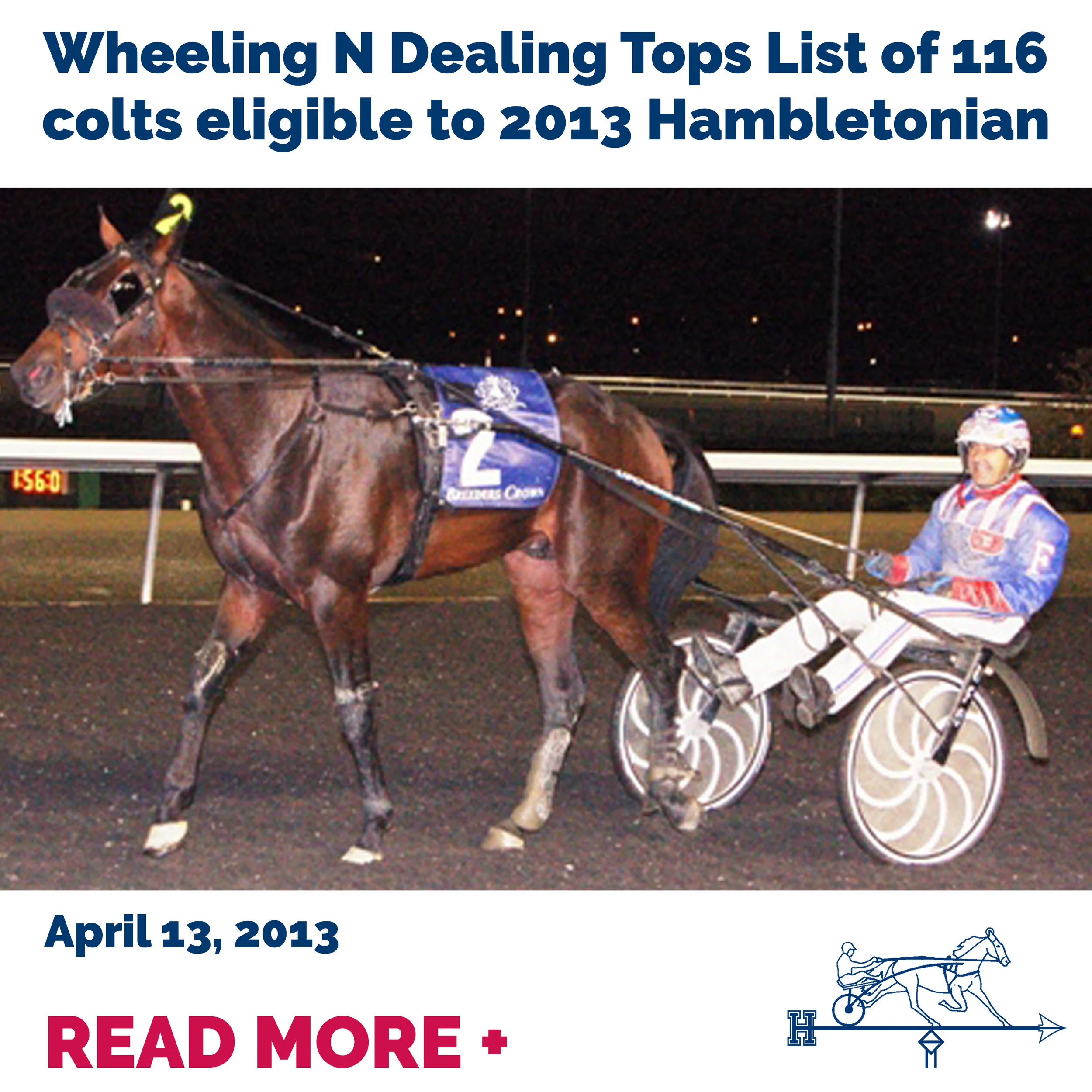 Wheeling N Dealing Tops List of 116 colts eligible to 2013 Hambletonian