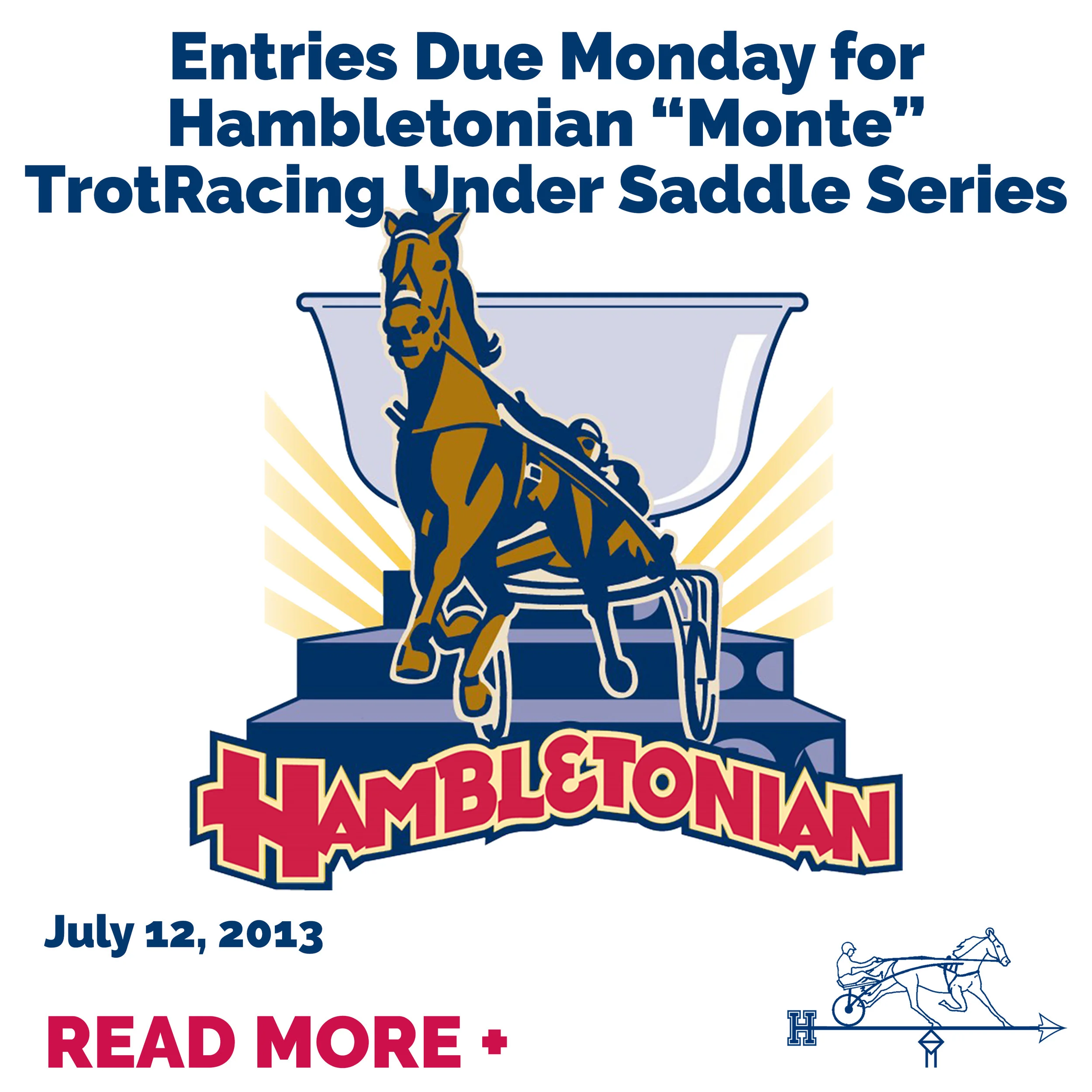  Entries Due Monday for Hambletonian “Monte” TrotRacing Under Saddle Series