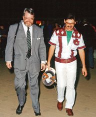 Breeders Crown Photo: Tom Charters &amp; John Campbell at Maywood Park Breeders Crown circa 1984