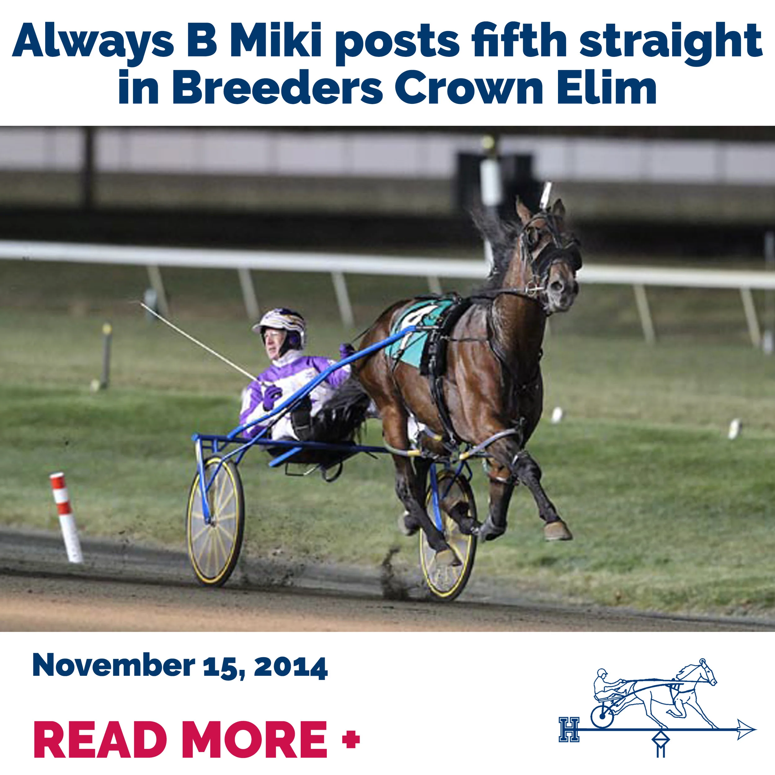  Always B Miki posts fifth straight in Breeders Crown Elim